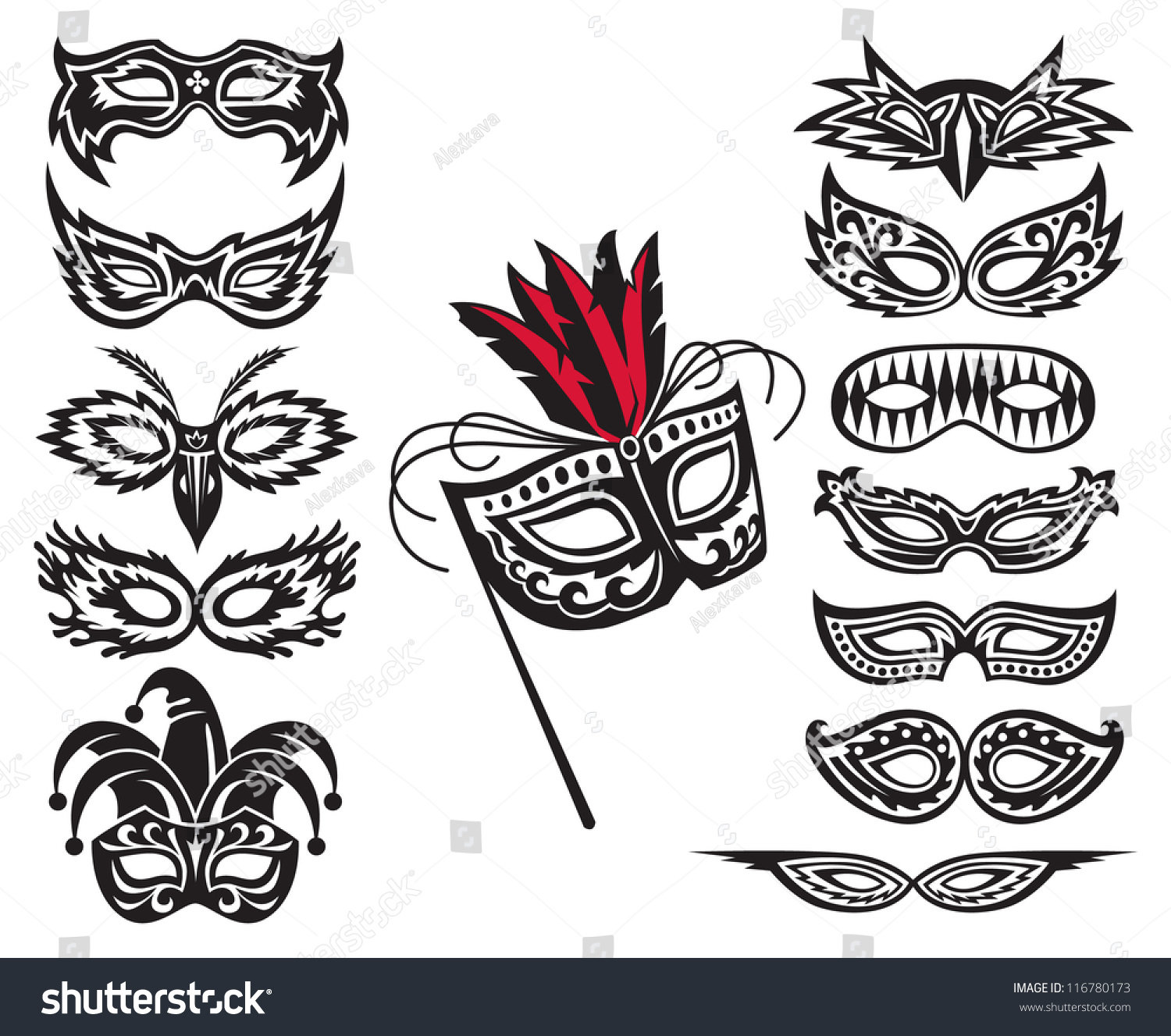 Set Of Isolated Carnival Masks Stock Vector Illustration 116780173 ...