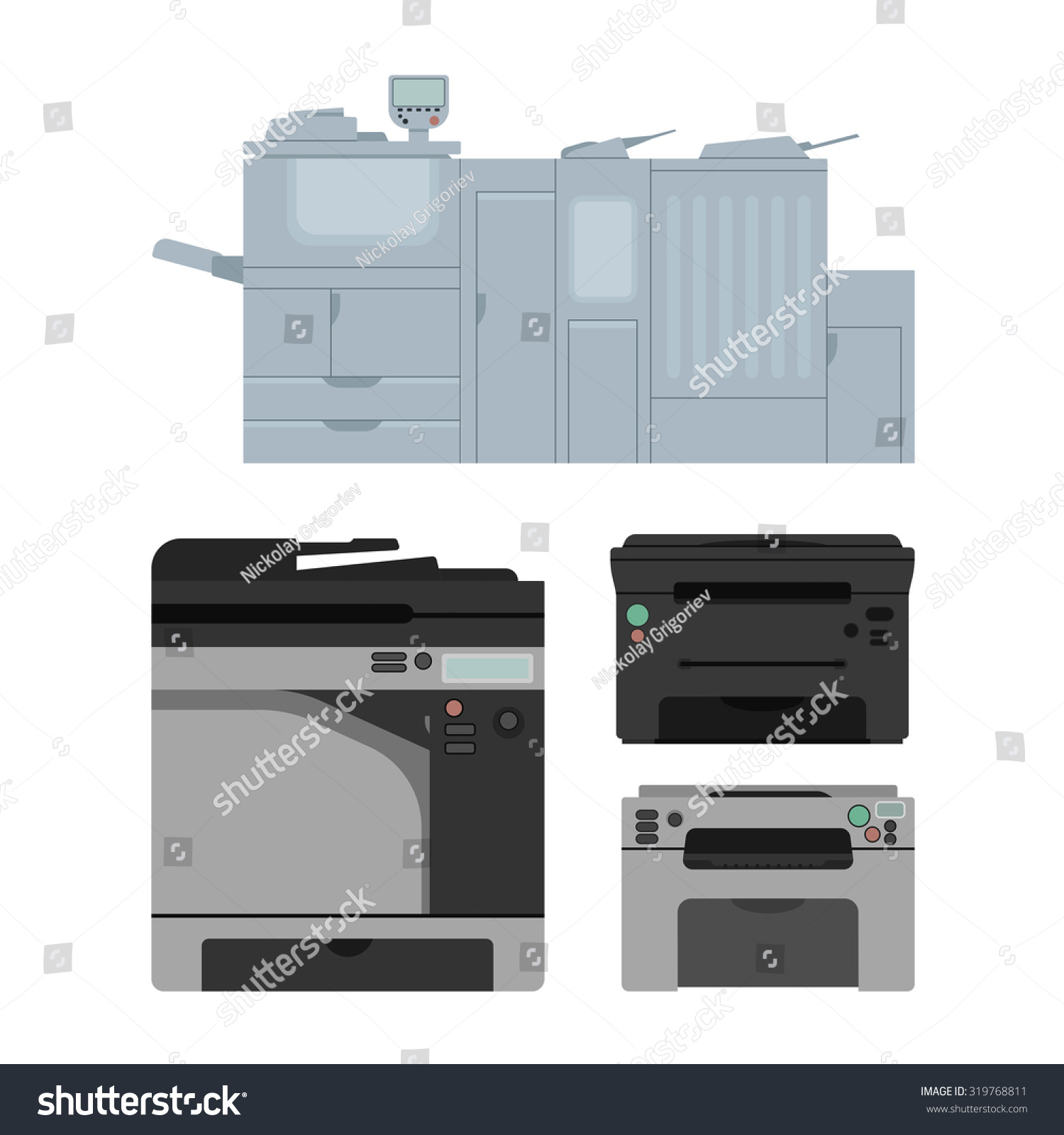 set of isolated color laser printer in vector digital print machine design color copy - Color Copy Machine set of isolated color laser printer in vector digital print machine design color copy - Color Copy Machine