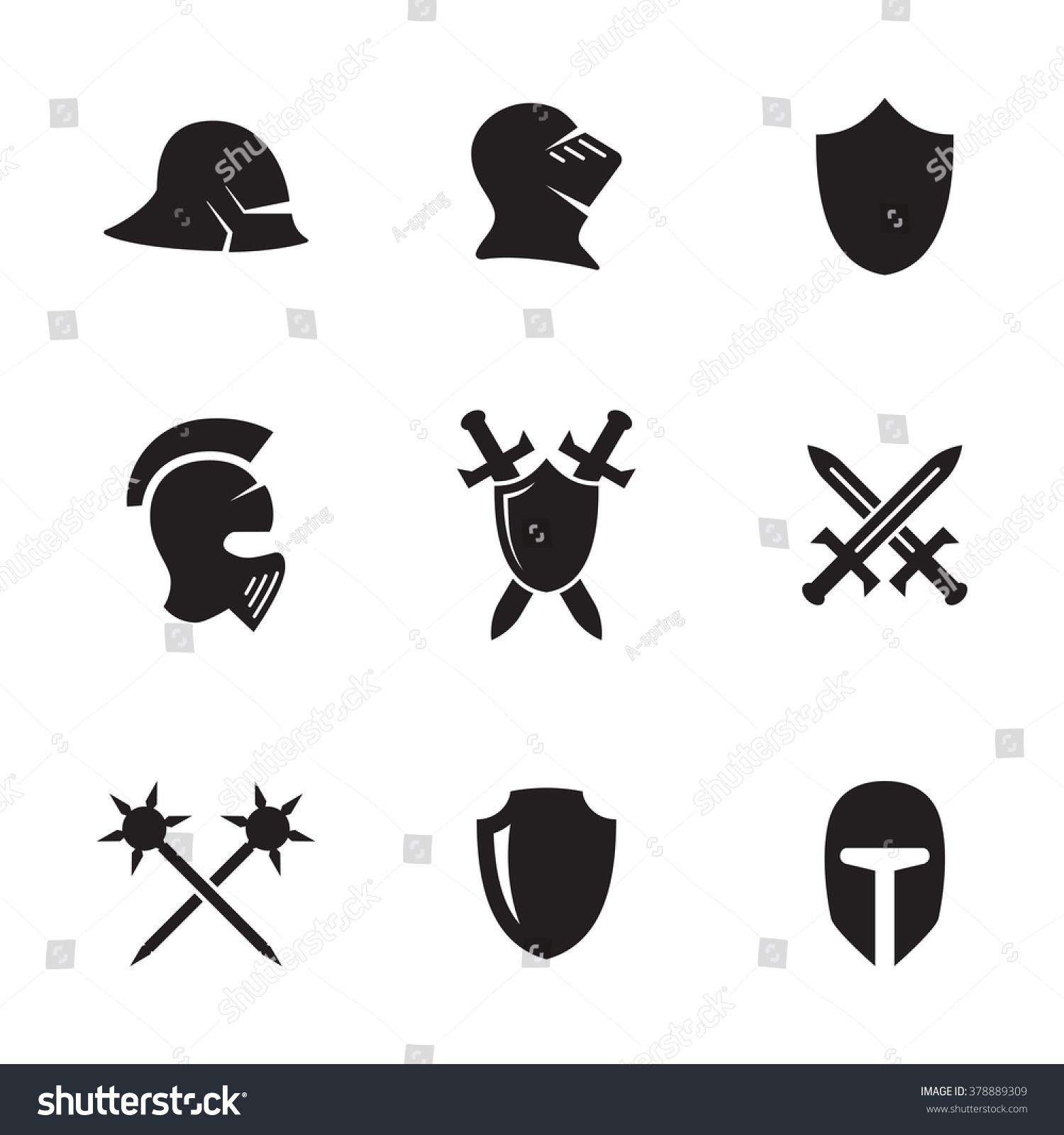 Set Isolated Icons On Theme War Stock Vector 378889309 - Shutterstock