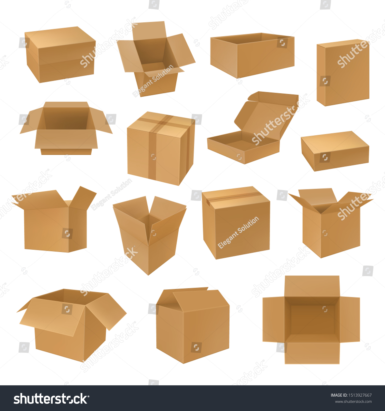 Set Isolated Isometric 3d Carton Boxes Stock Vector (Royalty Free ...