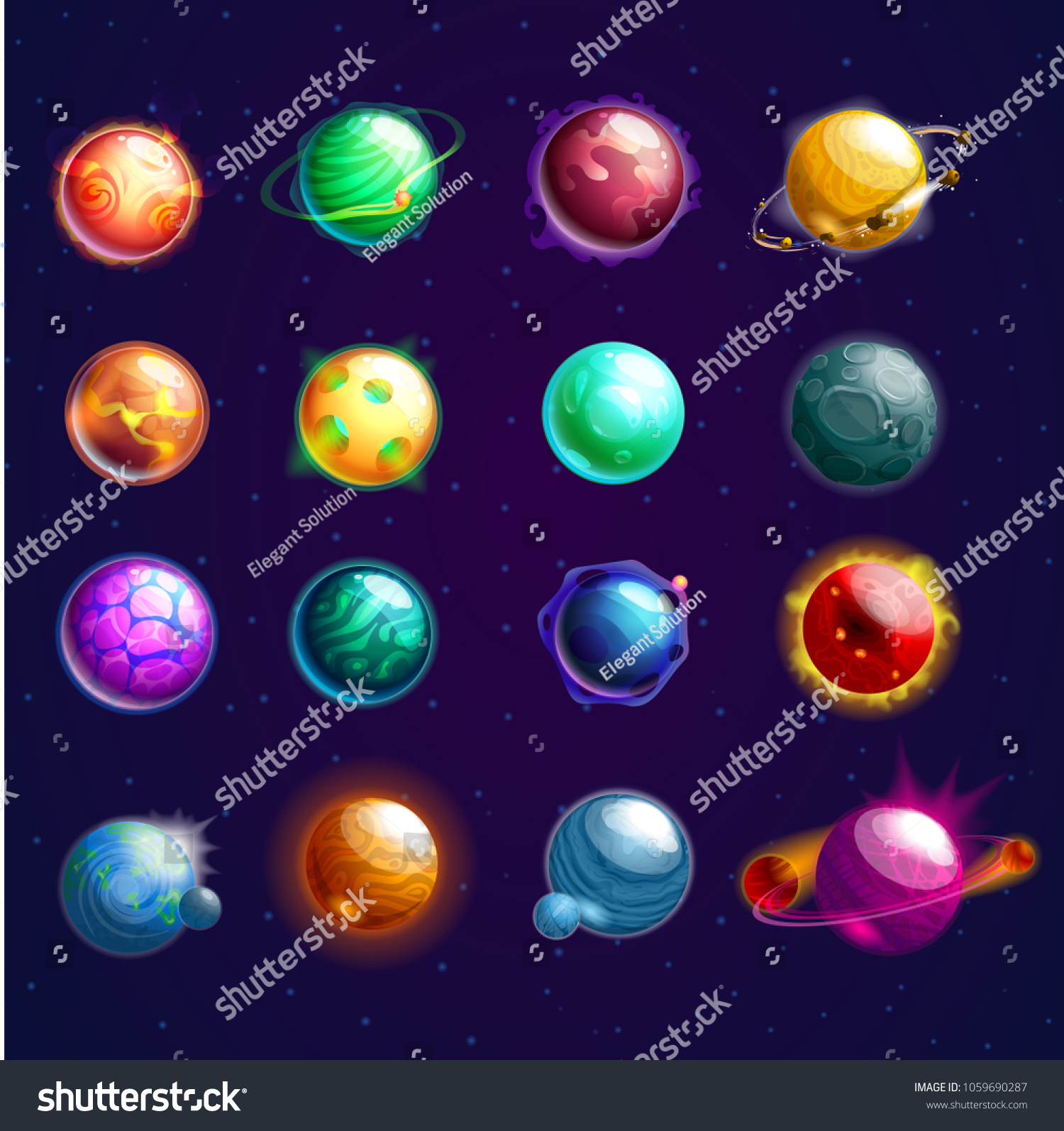 Set Isolated Planets Orbits Cosmos Stars Stock Vector (Royalty Free ...