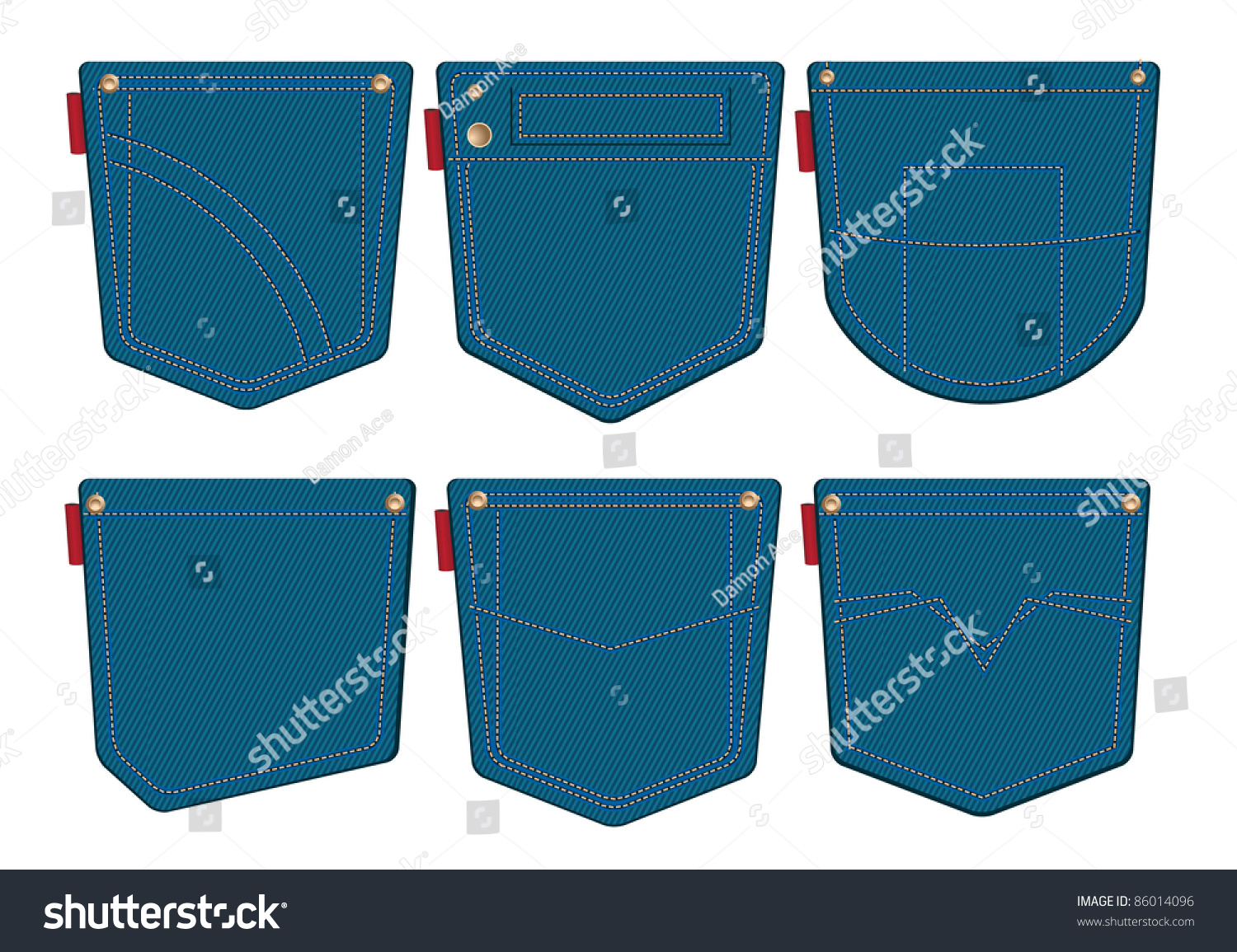 Set Of Jeans Pocket Design Stock Vector Illustration 86014096 ...