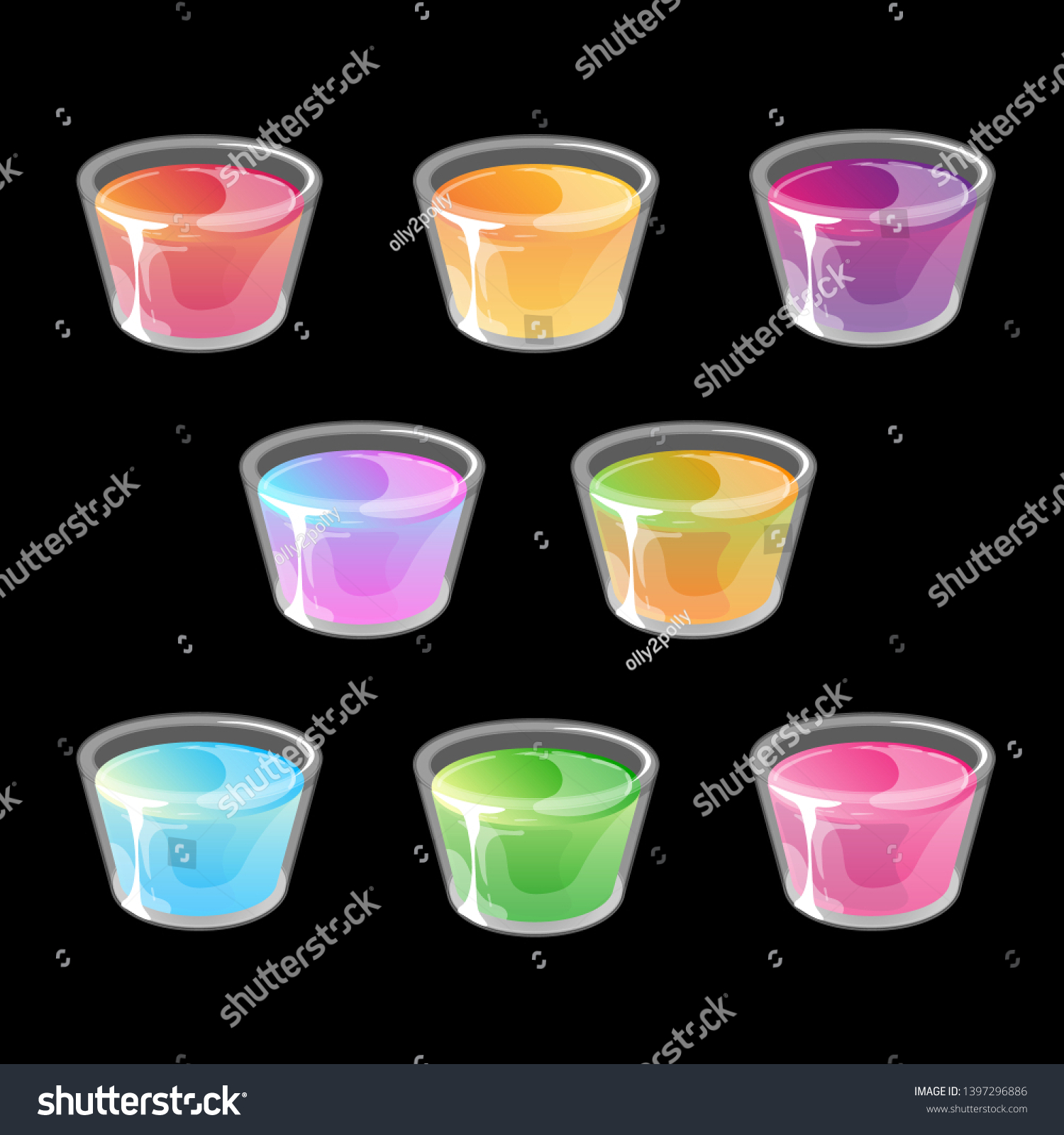 Download Set Jelly Shots Small Plastic Cups Stock Vector Royalty Free 1397296886 Yellowimages Mockups