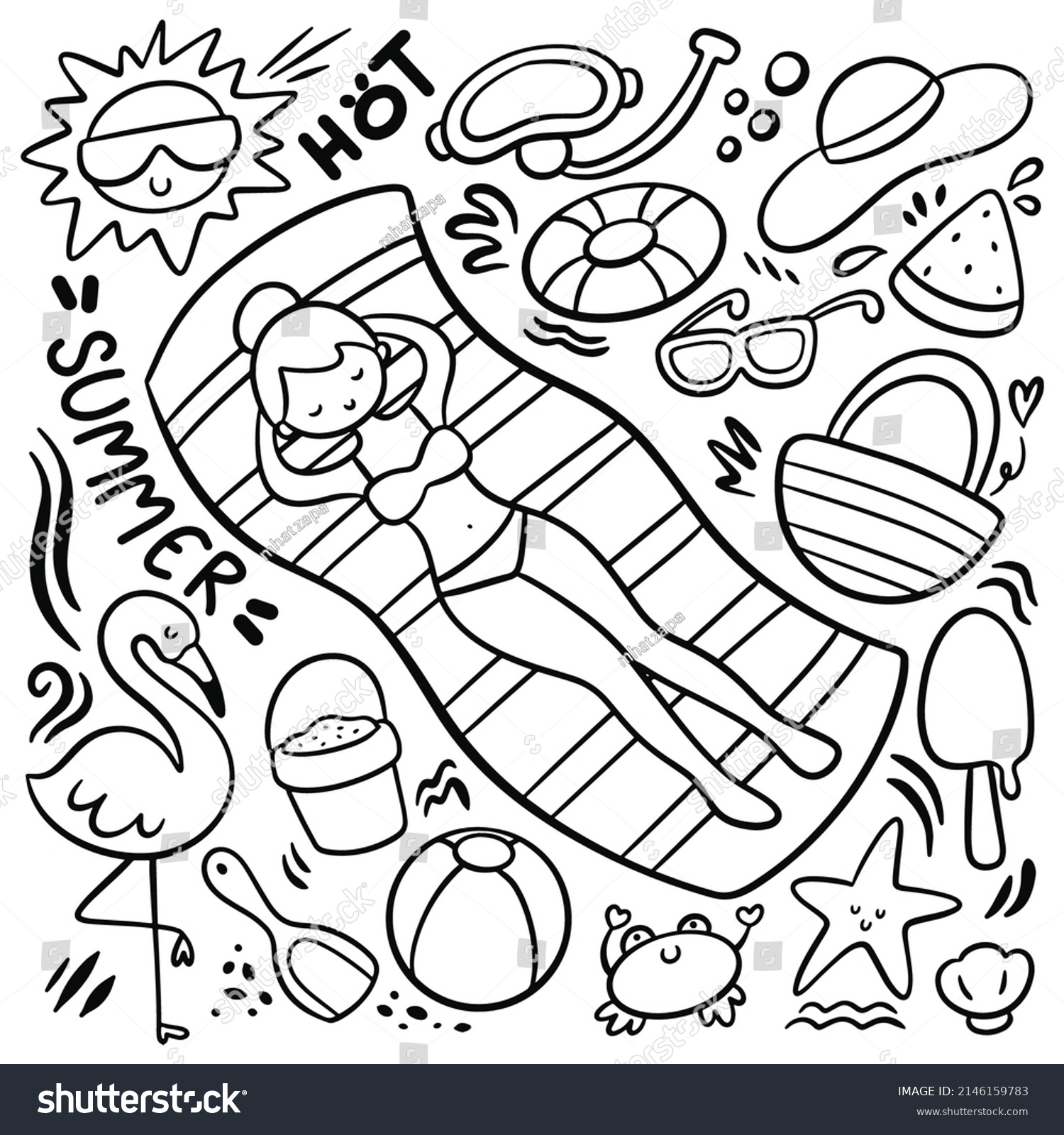 SVG of Set of kawaii hand drawn summer doodle vector illustration svg