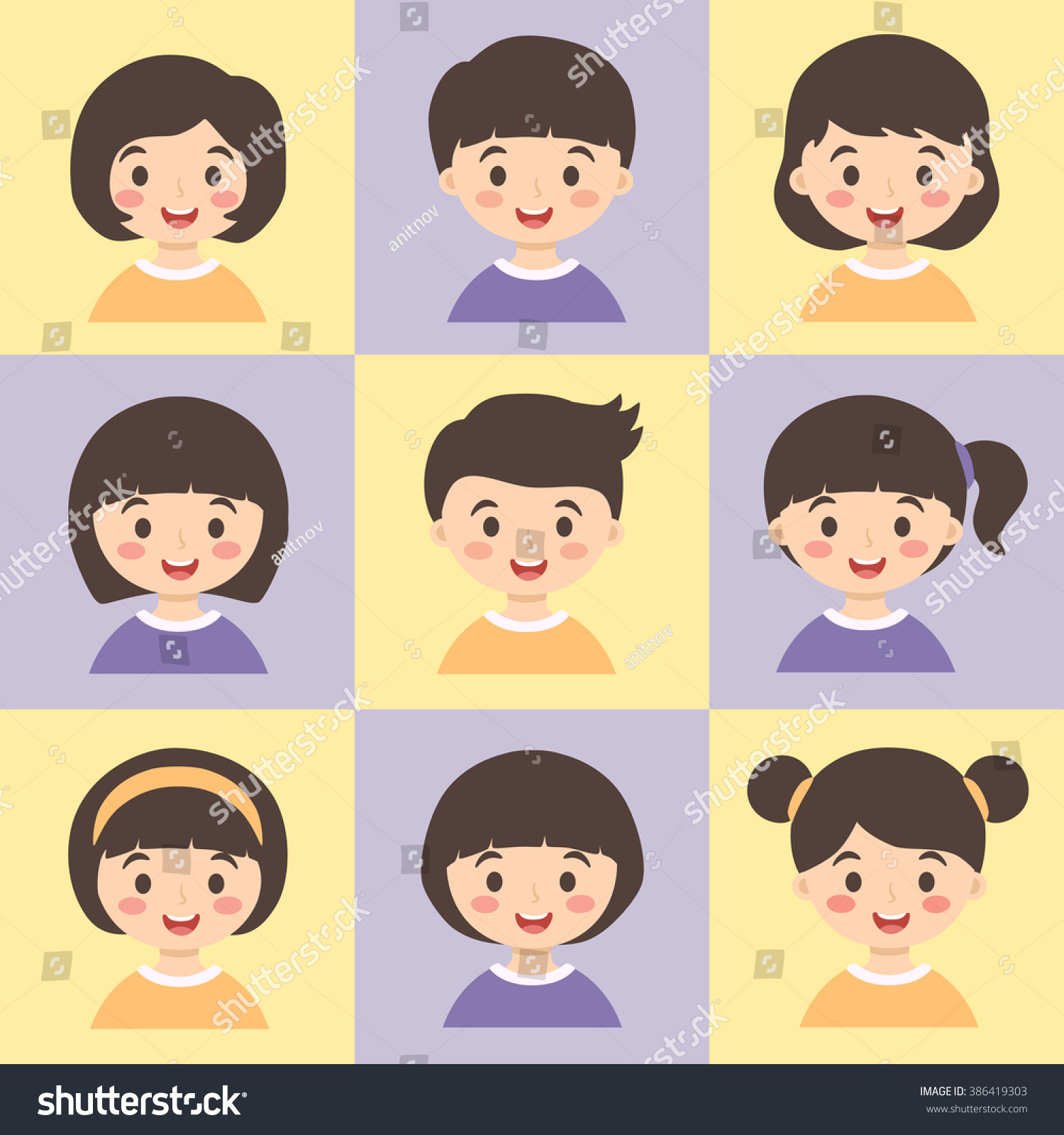 Set Kids Purple Orange Vector Illustration Stock Vector Royalty