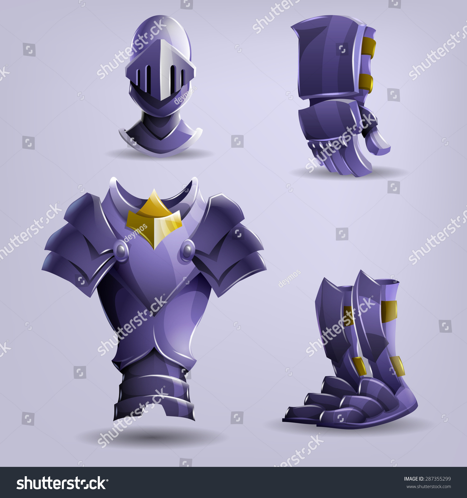 Set Knights Armor Vector Illustration Stock Vector (Royalty Free