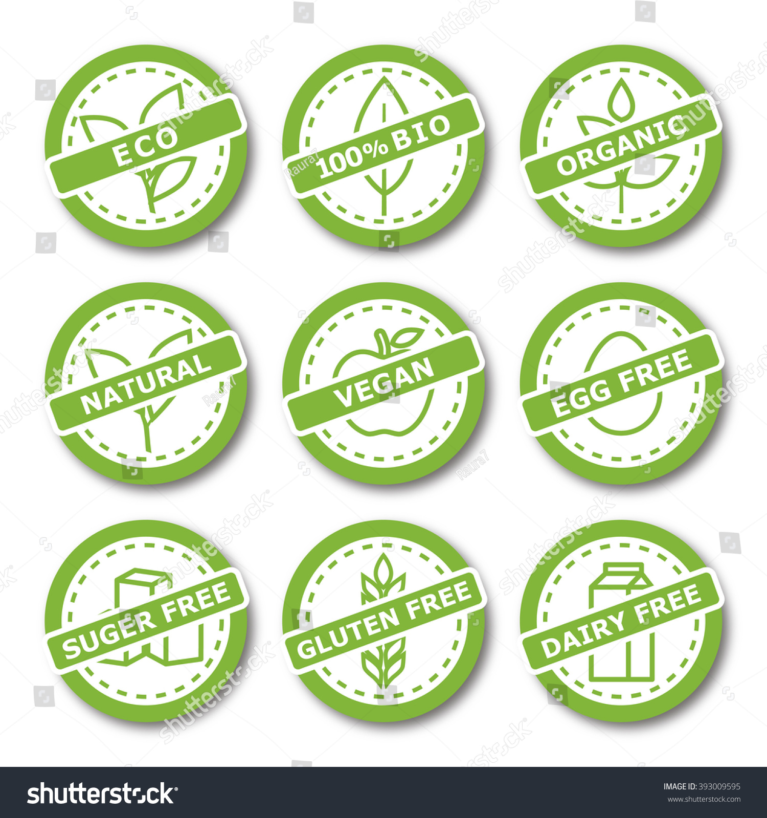 SVG of Set of labels for organic, natural, bio and allergen free products svg