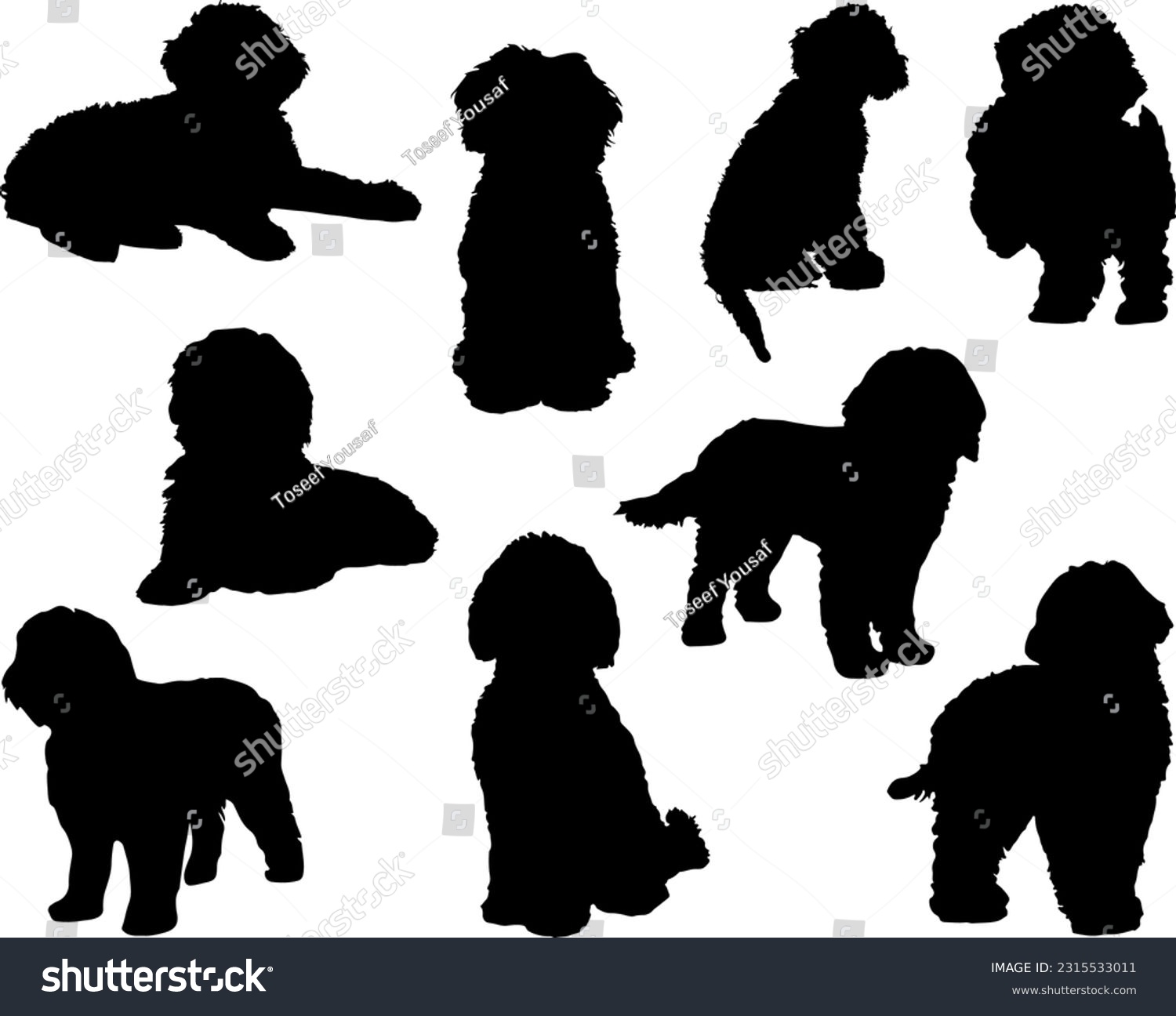 SVG of Set of labradoodle Dogs Silhouette svg