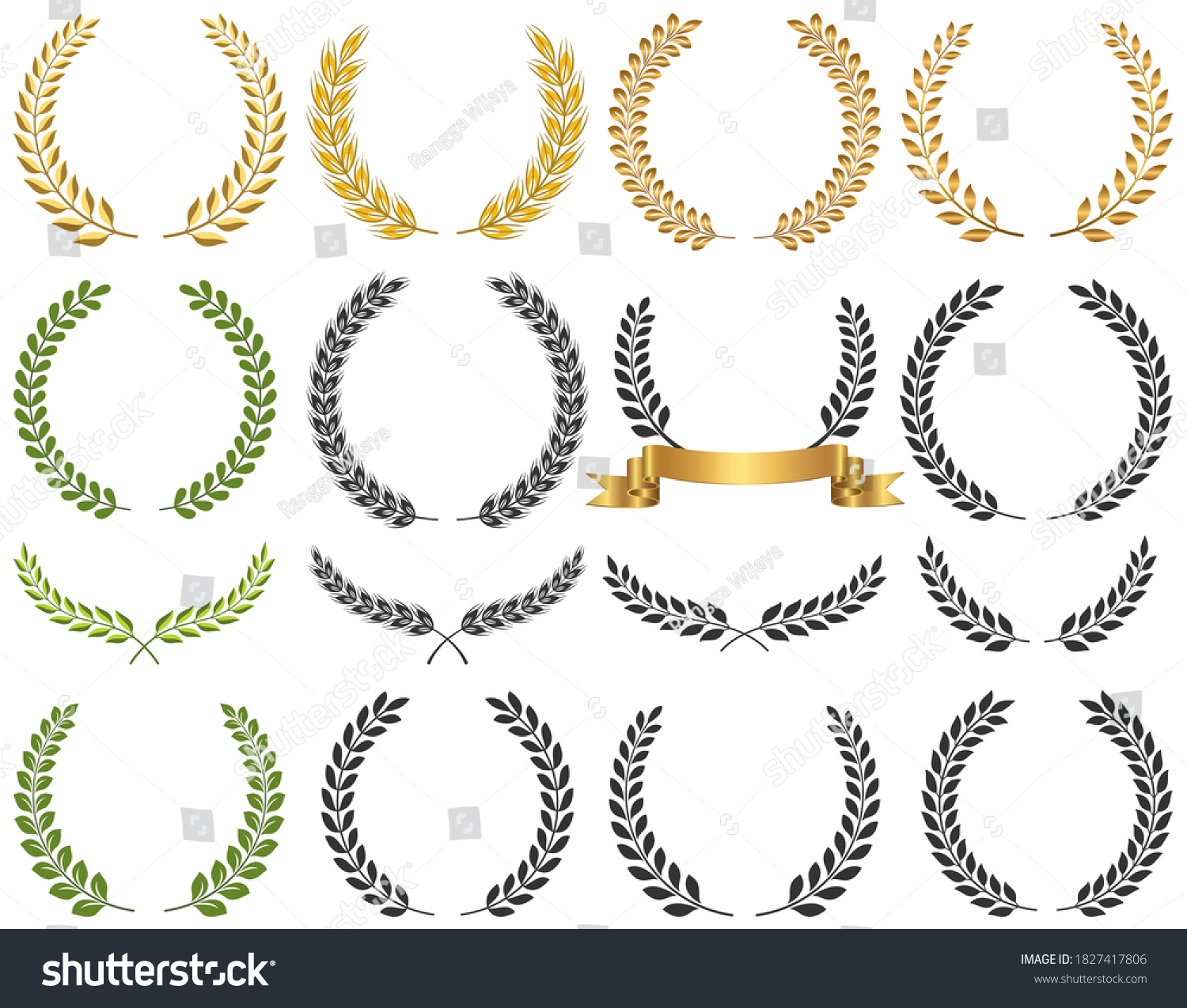 SVG of Set of laurel wreath vector illustration. Eps 10 file with no effect or transparencies. Clean and smooth design and Fully editable. svg
