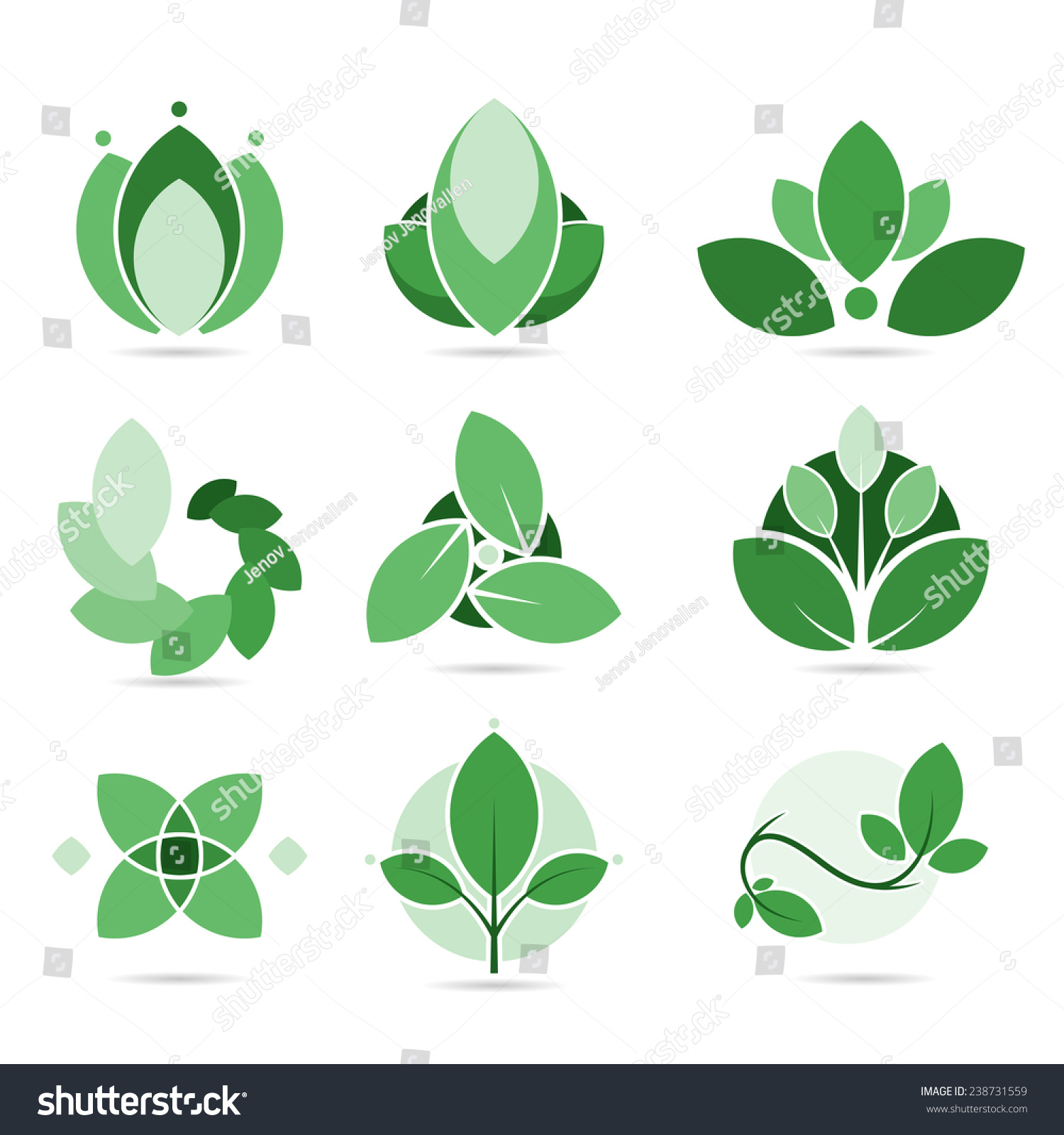 Set Leaf Logo On White Background Stock Vector 238731559 - Shutterstock