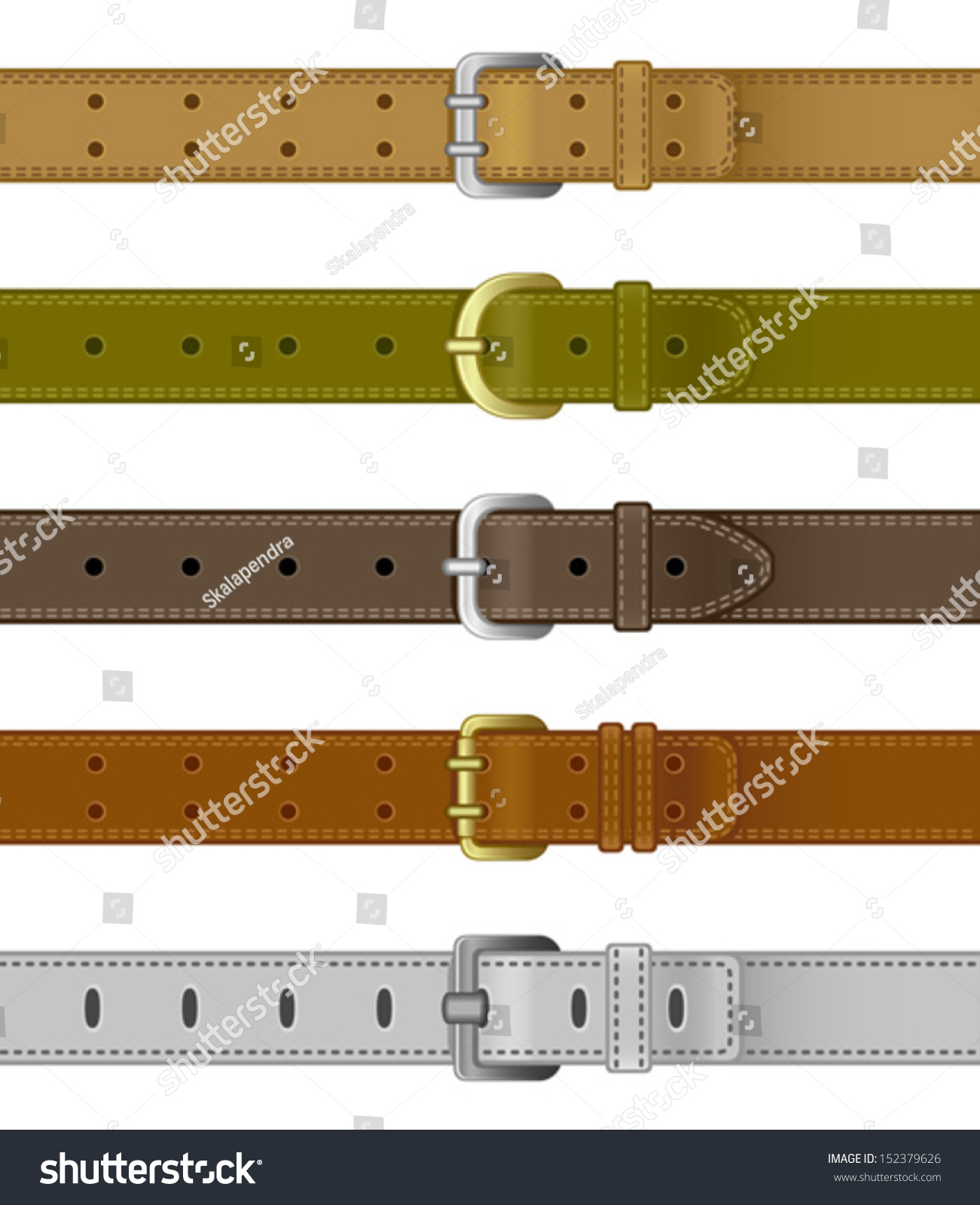 Set Of Leather Belts Stock Vector Illustration 152379626 : Shutterstock