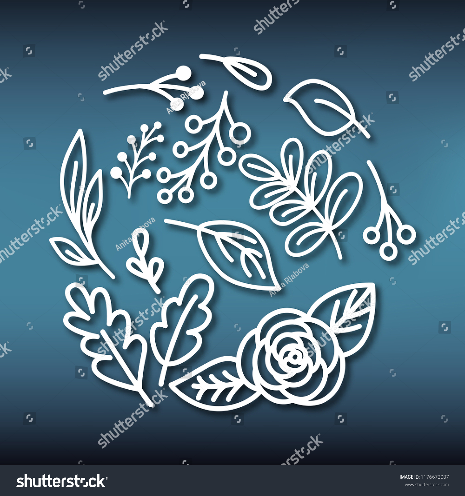 Set Leaves Patterns Flower Laser Cutting Stock Vector (Royalty Free ...