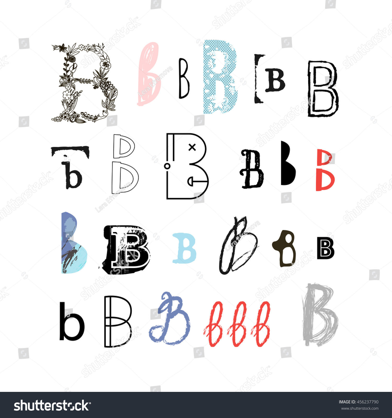 Set Letter B Different Style Collection Stock Vector Royalty Free