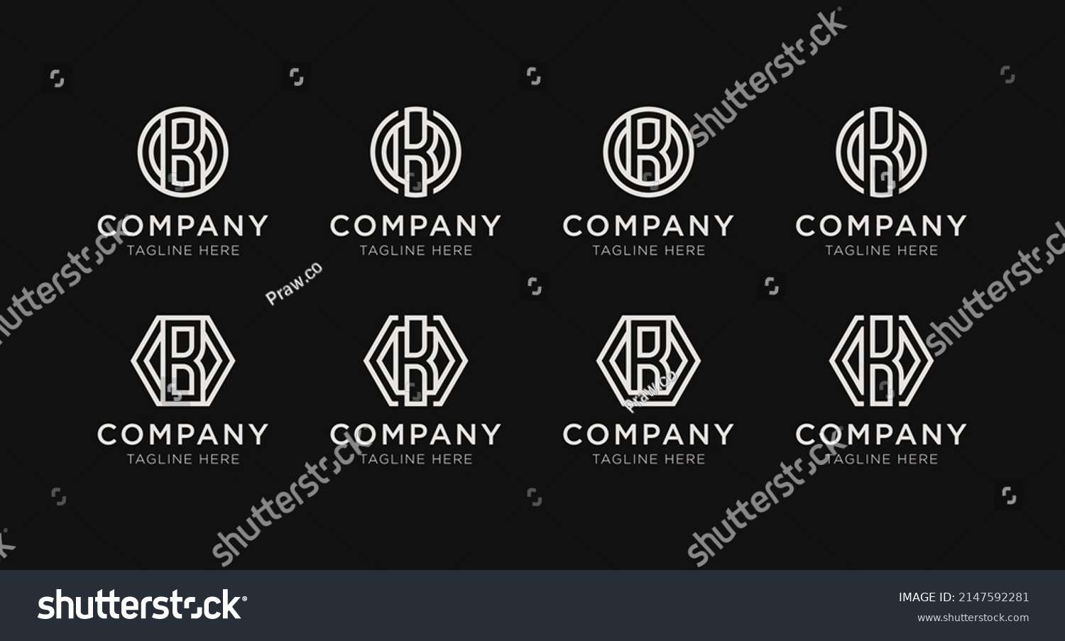 Set Letter B Monogram Logo Design Stock Vector (Royalty Free ...