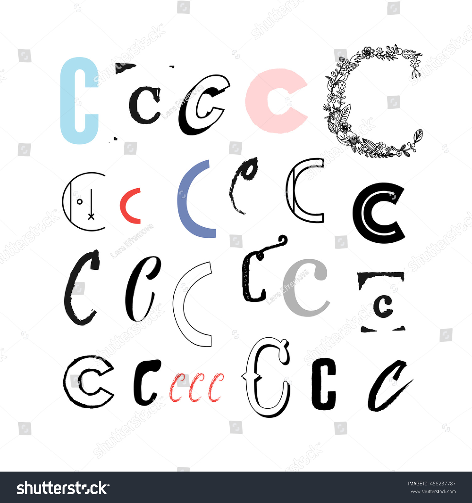 Set Letter C Different Style Collection Stock Vector Royalty Free