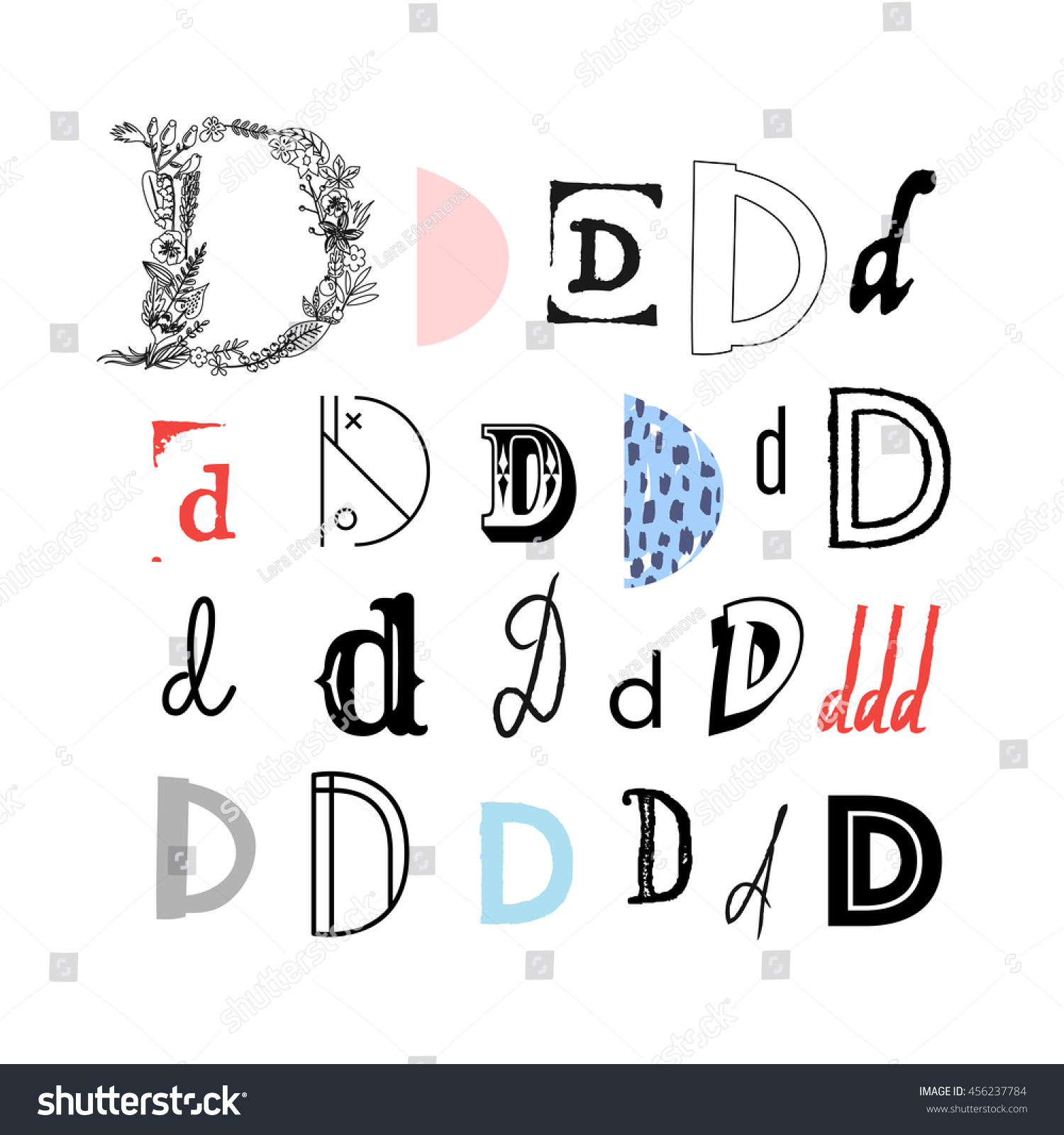 Set Letter D Different Style Collection Stock Vector Royalty Free