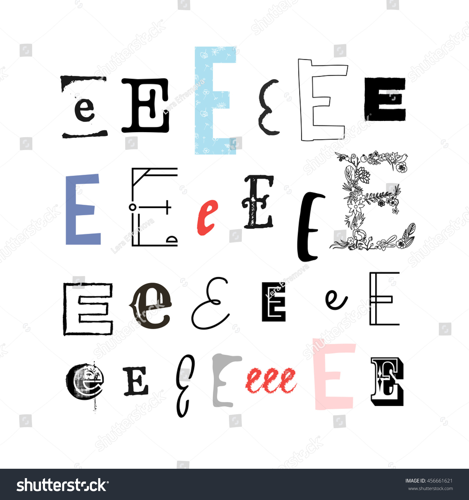 Set Letter E Different Style Collection Stock Vector Royalty Free