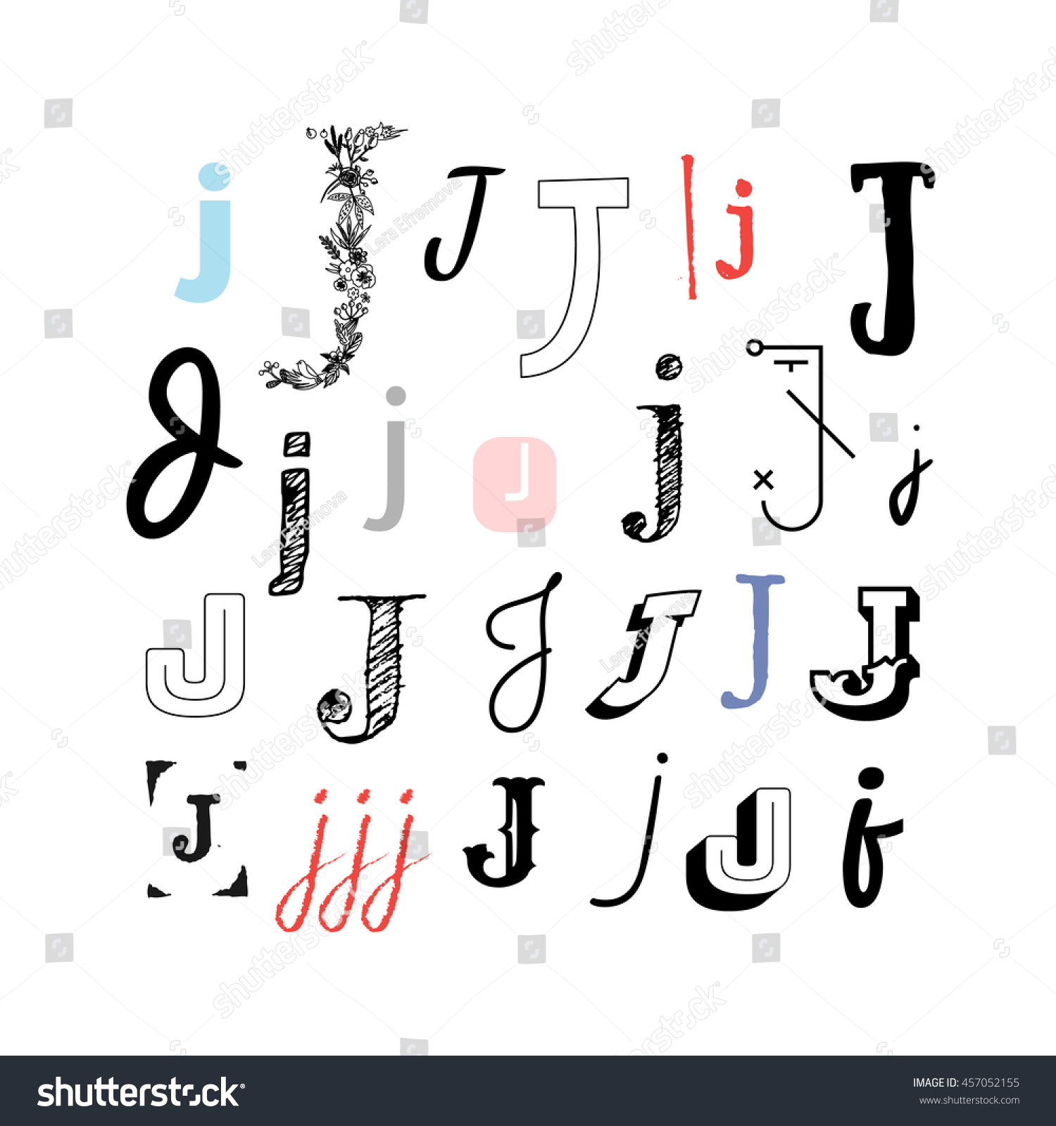 Set Letter J Different Style Collection Stock Vector Royalty Free