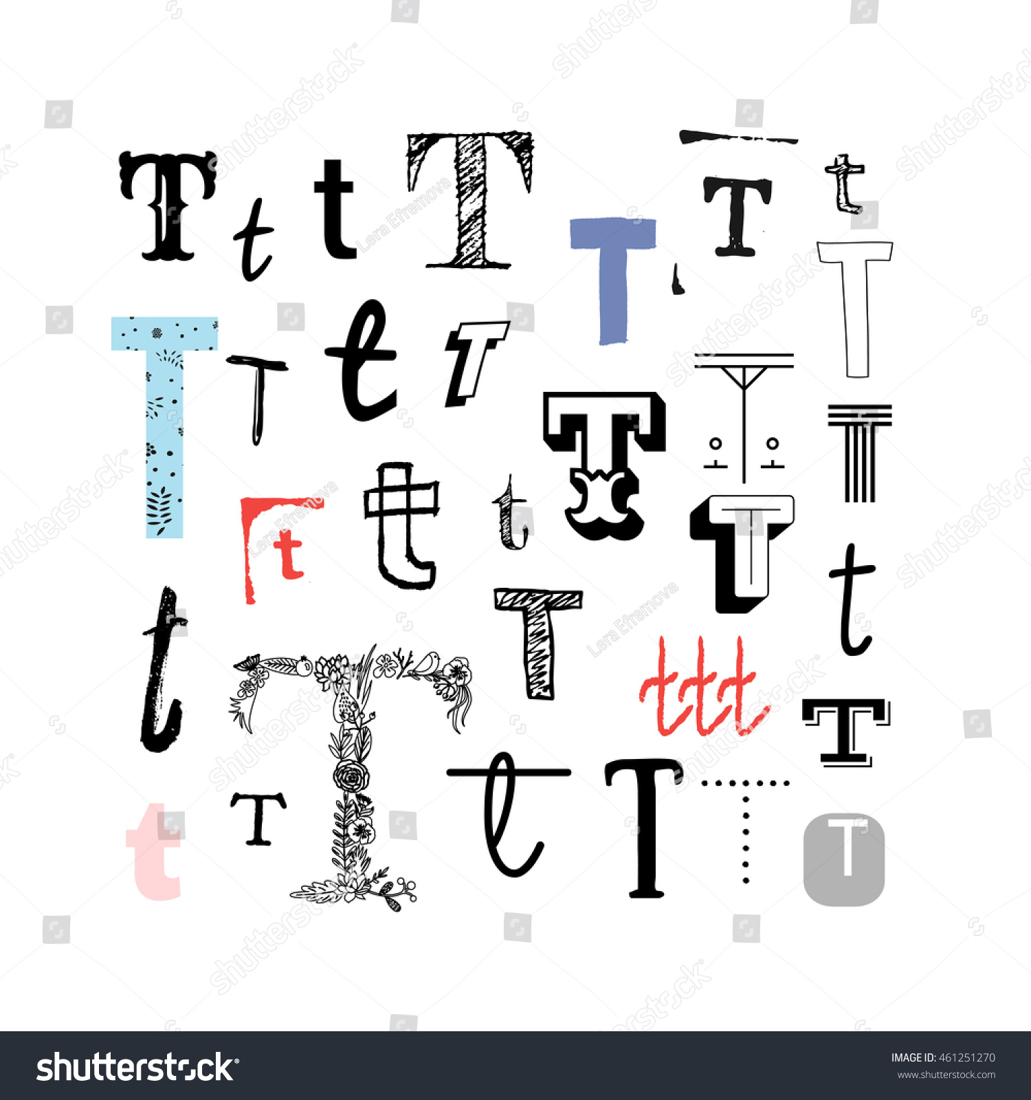 Set Letter T Different Style Collection Stock Vector Royalty Free