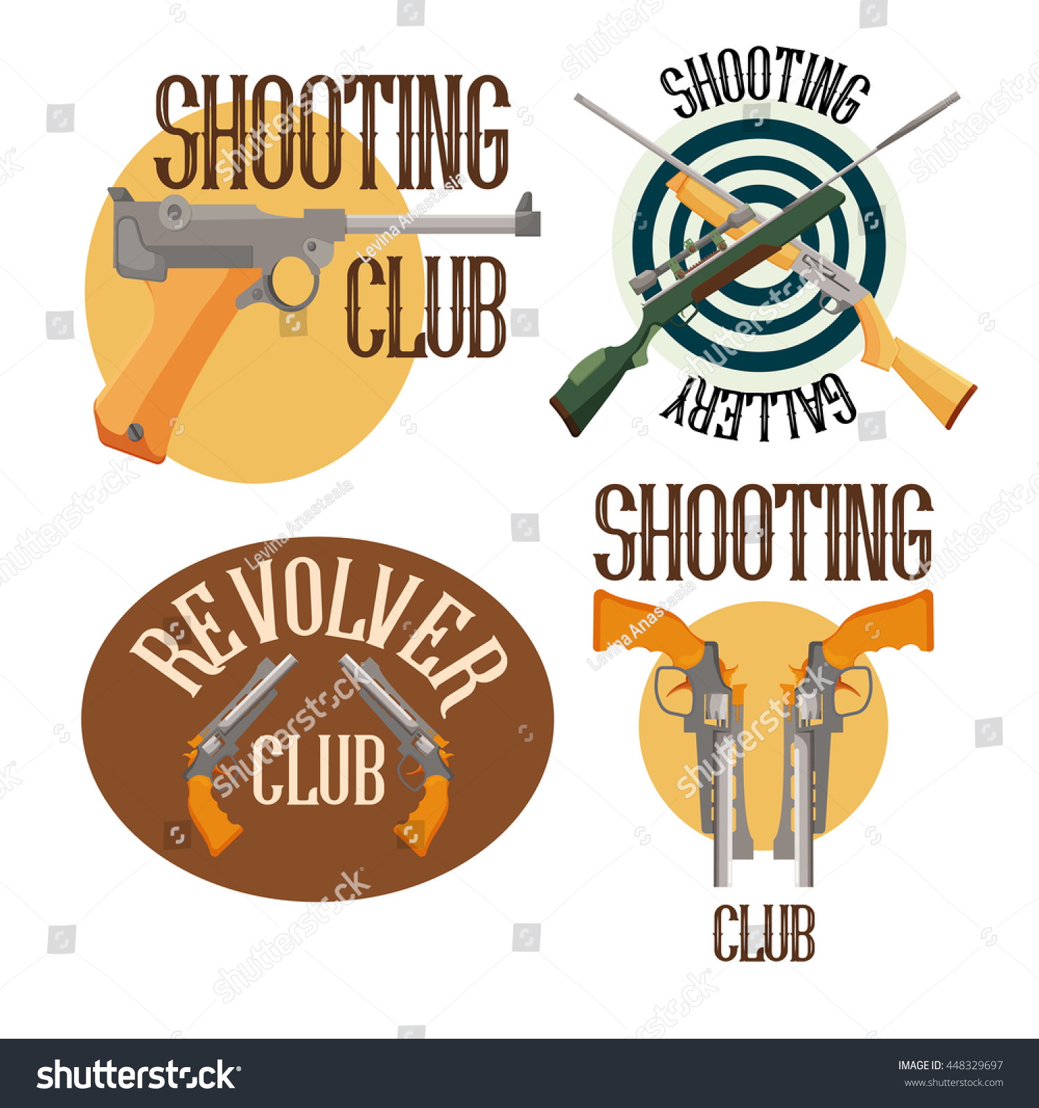 Set Logo Shooting Club Label Badge Stock Vector (Royalty Free) 448329697