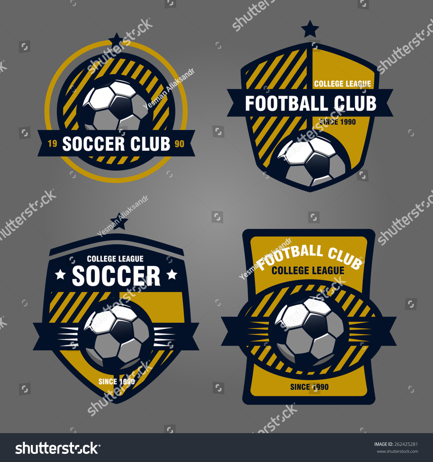 Set Logos Emblems On Theme Soccer Stock Vector 262425281 - Shutterstock