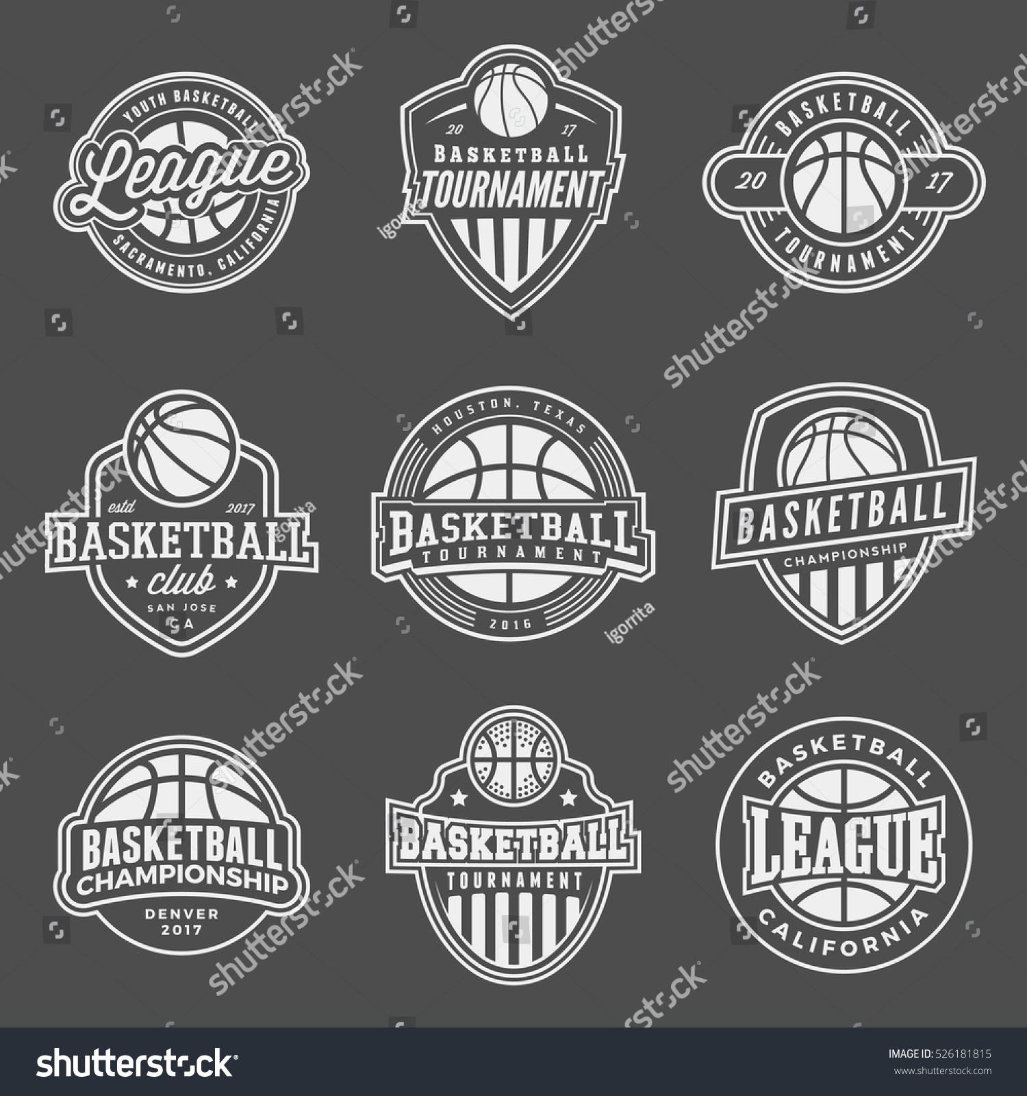 Set Logos Basketball Game Events Vector Stock Vector (Royalty Free ...