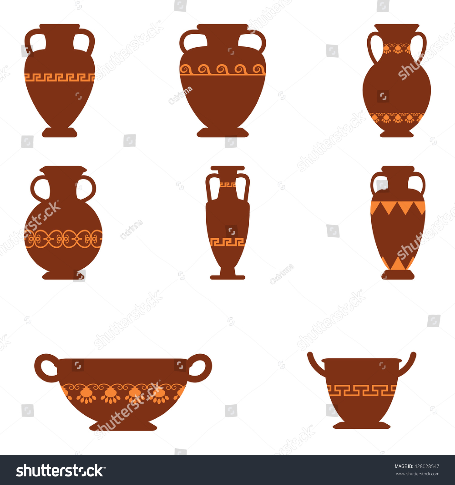 Set Logos Greek Antiquity Urns Vector Stock Vector (Royalty Free ...