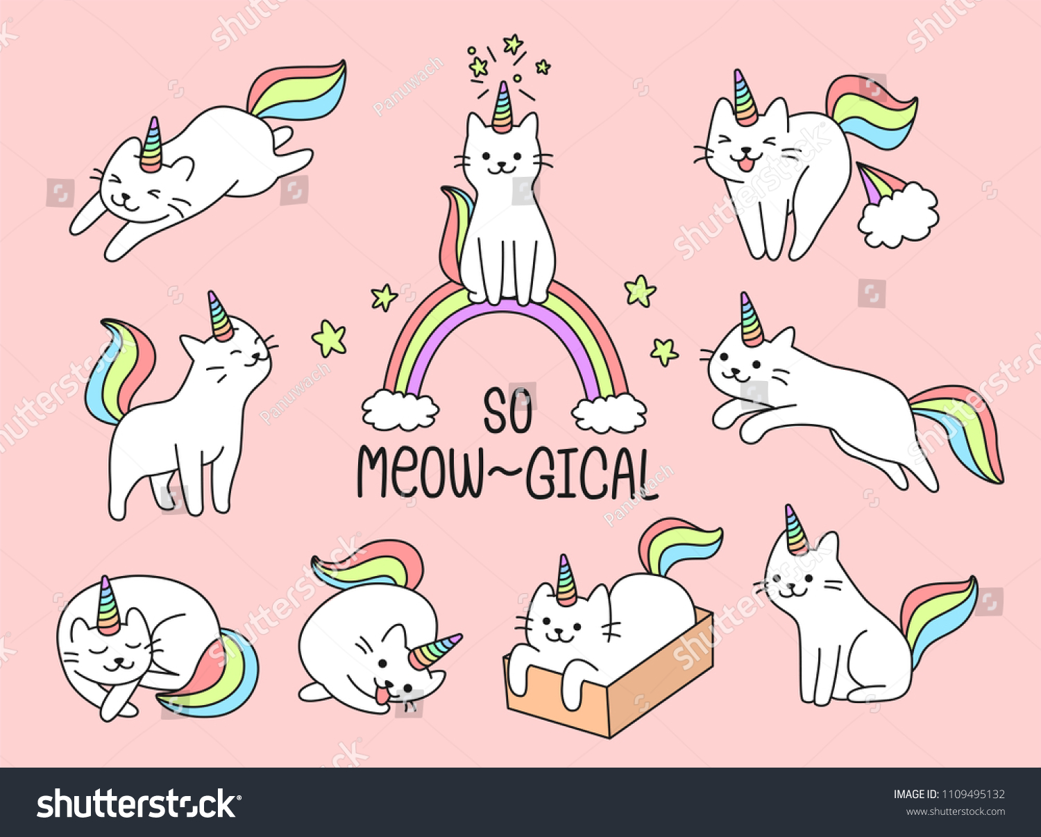 SVG of Set of lovely cat unicorn svg