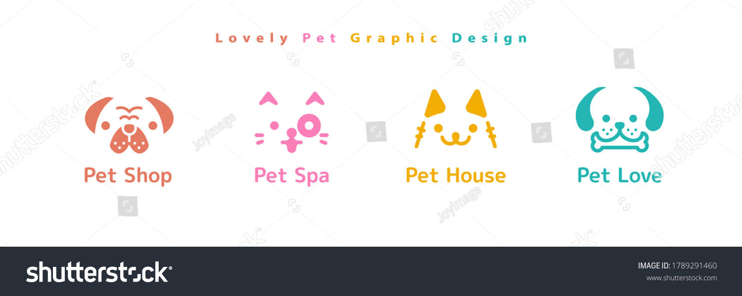 SVG of Set of lovely dog and cat head icons for pet shop, grooming, hotel and veterinarian svg