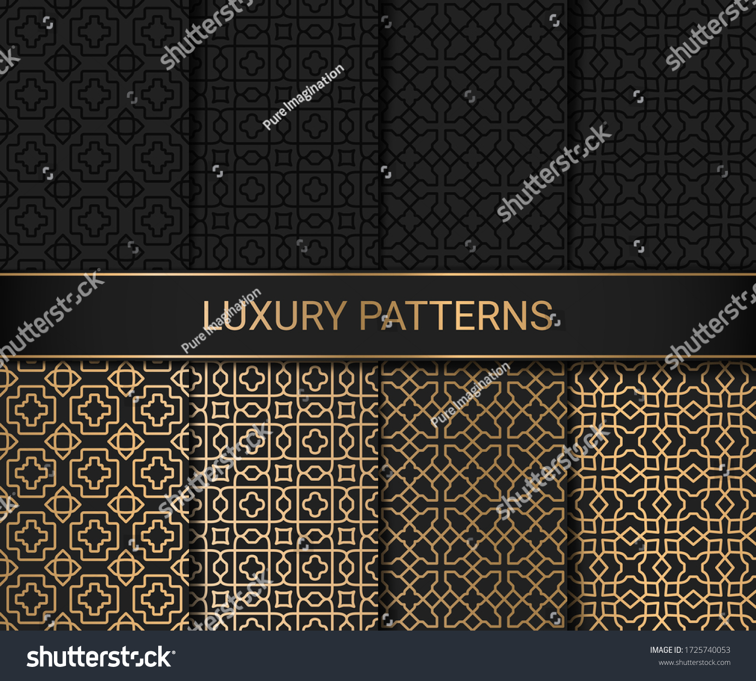 Set Luxury Seamless Patterns Artwork Vector Stock Vector (Royalty Free ...