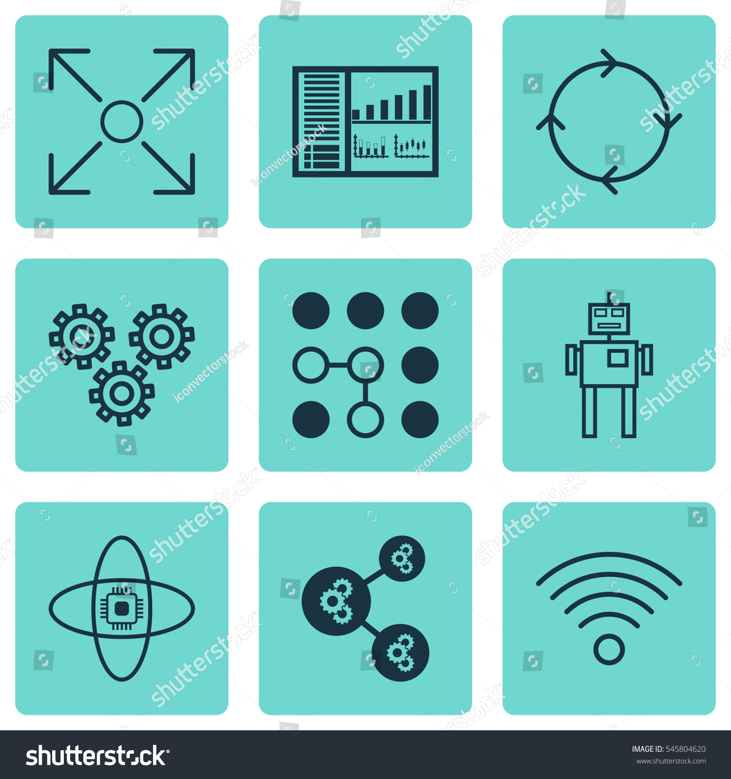 Set 9 Machine Learning Icons Includes Stock Vector 545804620 - Shutterstock