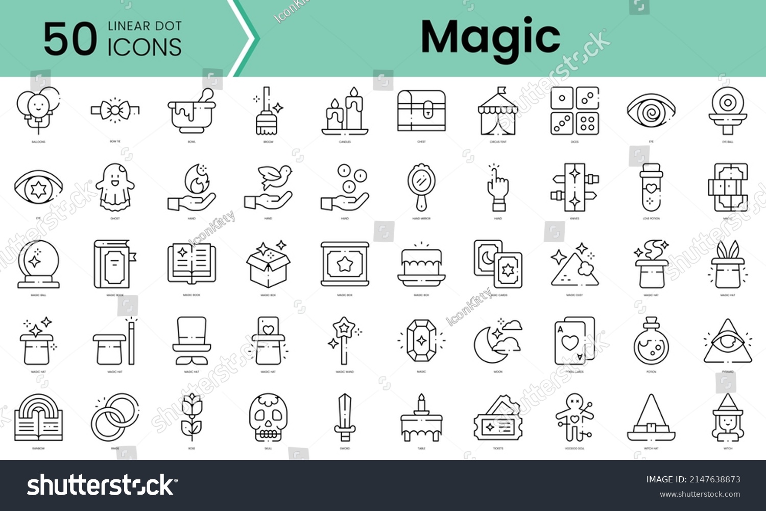 Set Magic Icons Line Art Style Stock Vector (Royalty Free) 2147638873 ...