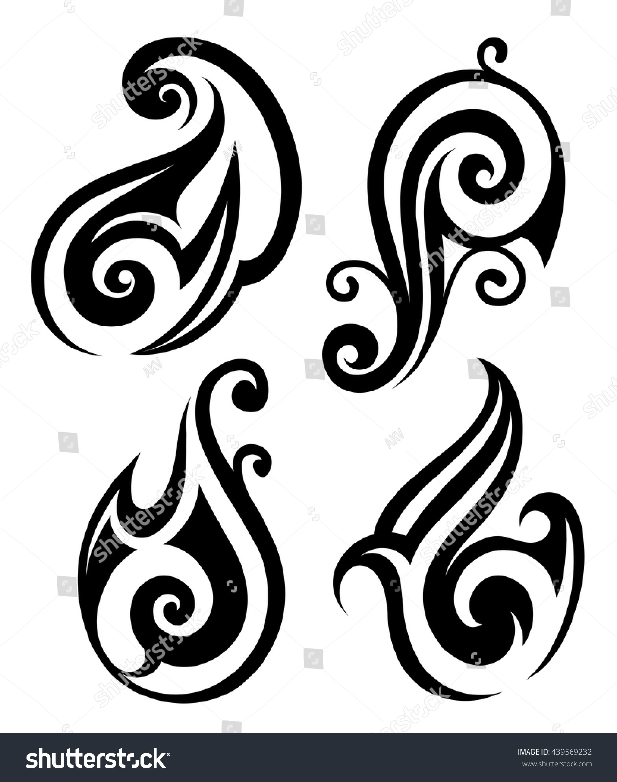 Set Main Elements Tattoo Emblems Earth Stock Vector Royalty Free