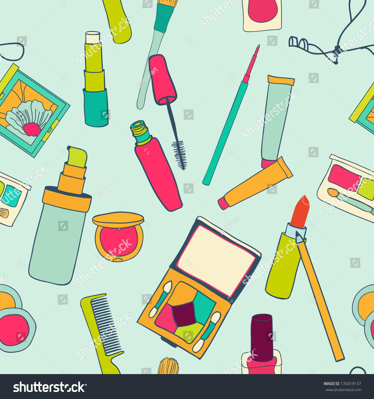 Set Makeup Objects Vector Hand Drawing Stock Vector (Royalty Free ...