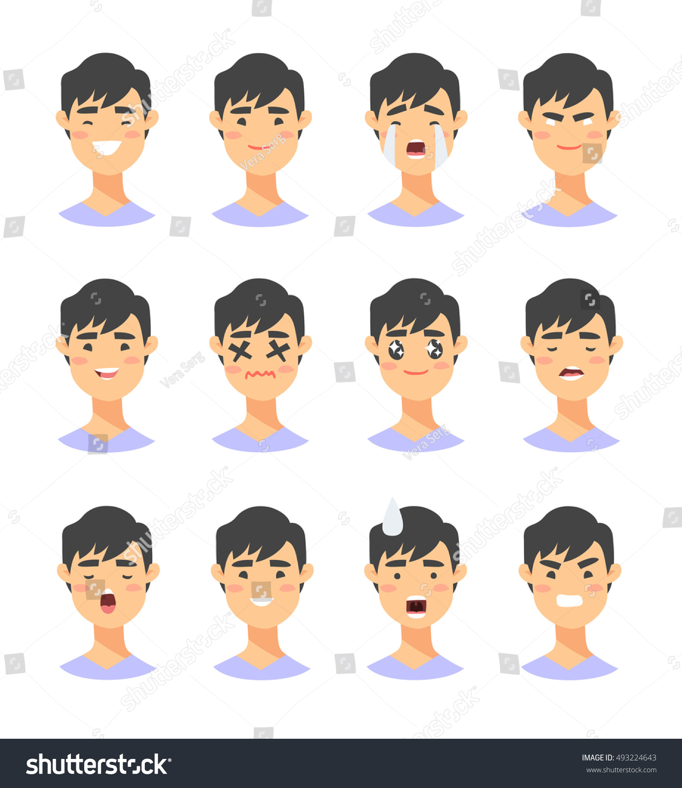 Set Male Emoji Characters Cartoon Style Stock Vector (Royalty Free ...