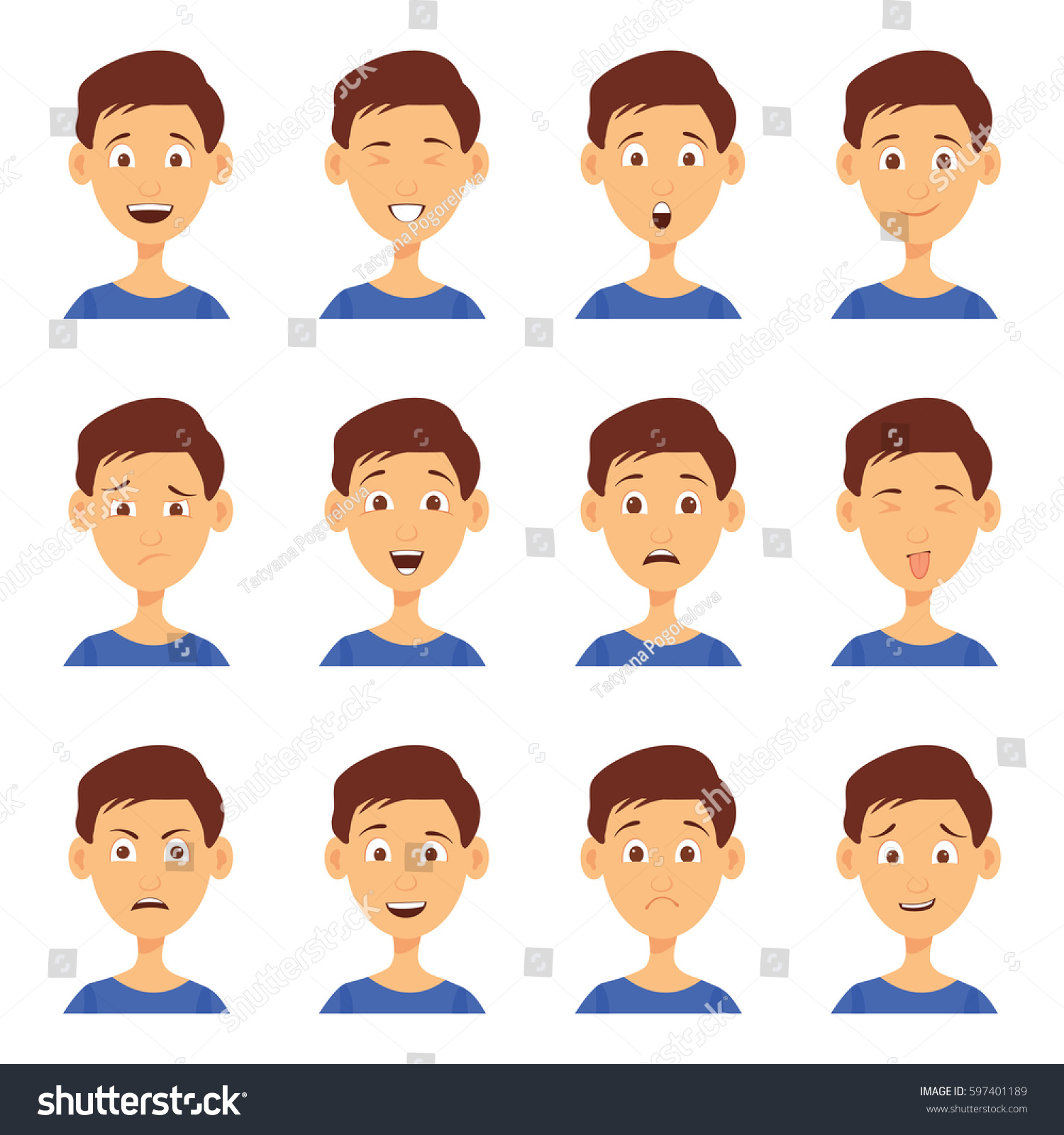 Set Male Emoji Characters Cartoon Style Stock Vector (Royalty Free ...