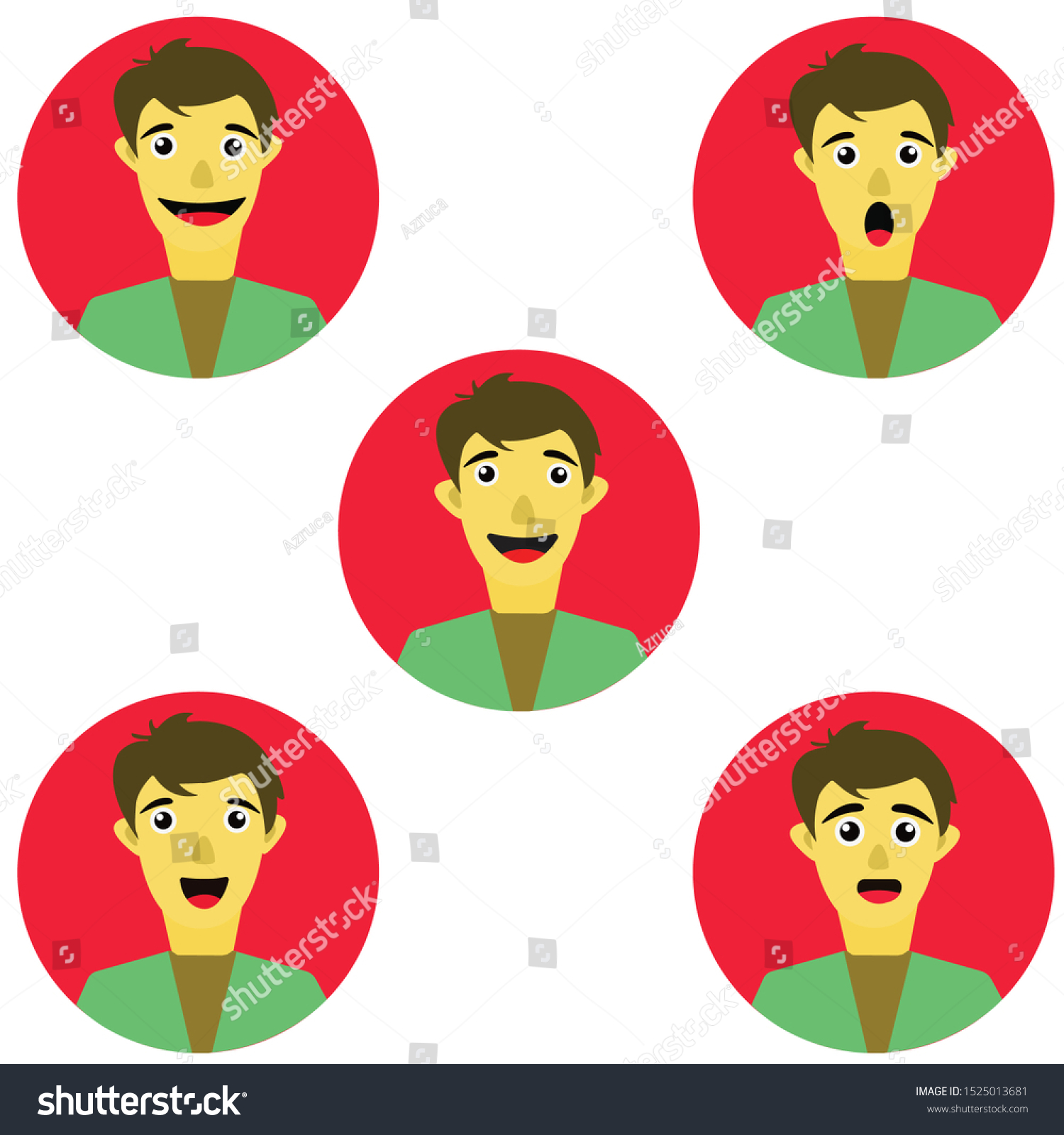 Set Male Facial Emotions Man Emoji Stock Vector (Royalty Free ...