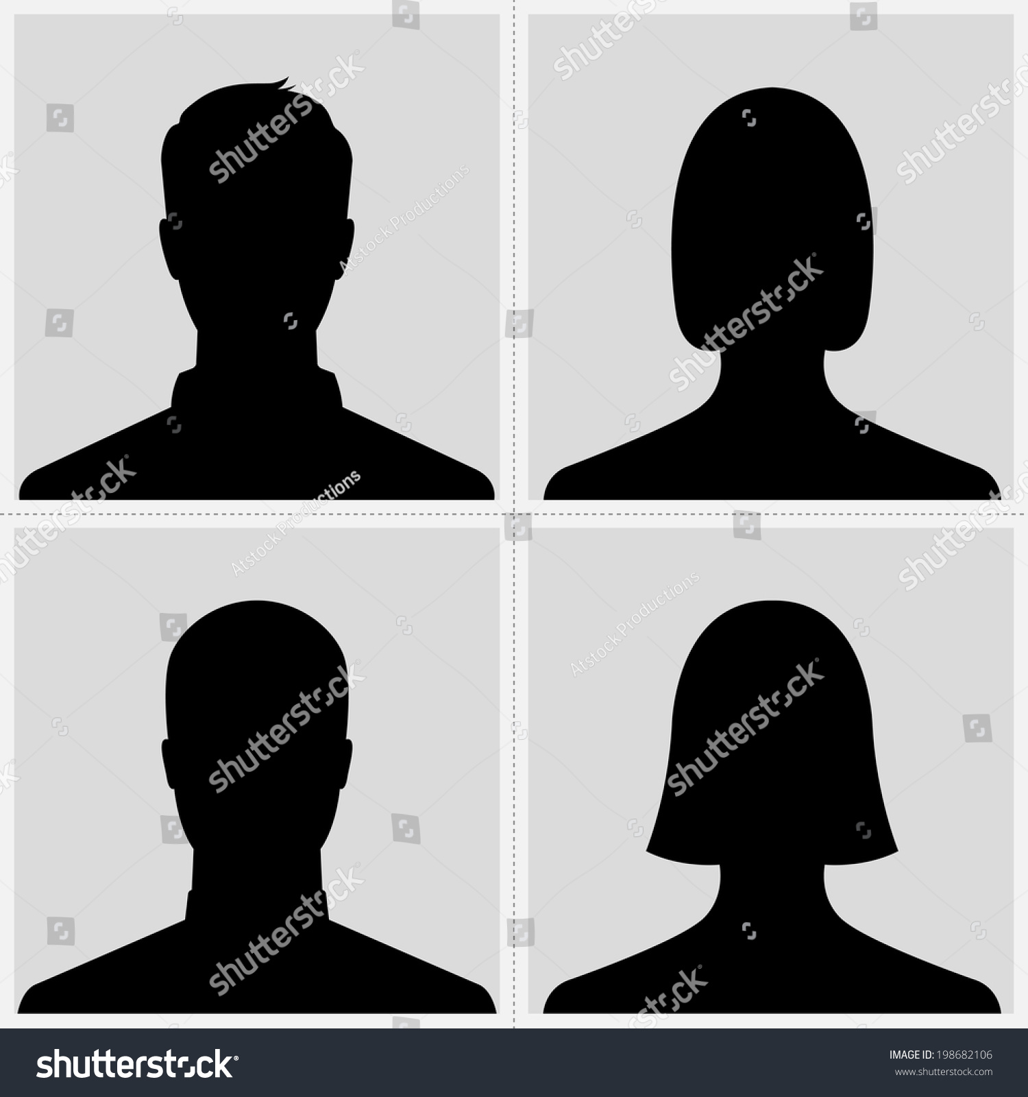 Set Of Male & Female Silhouette Avatar Profile Pictures Stock Vector ...