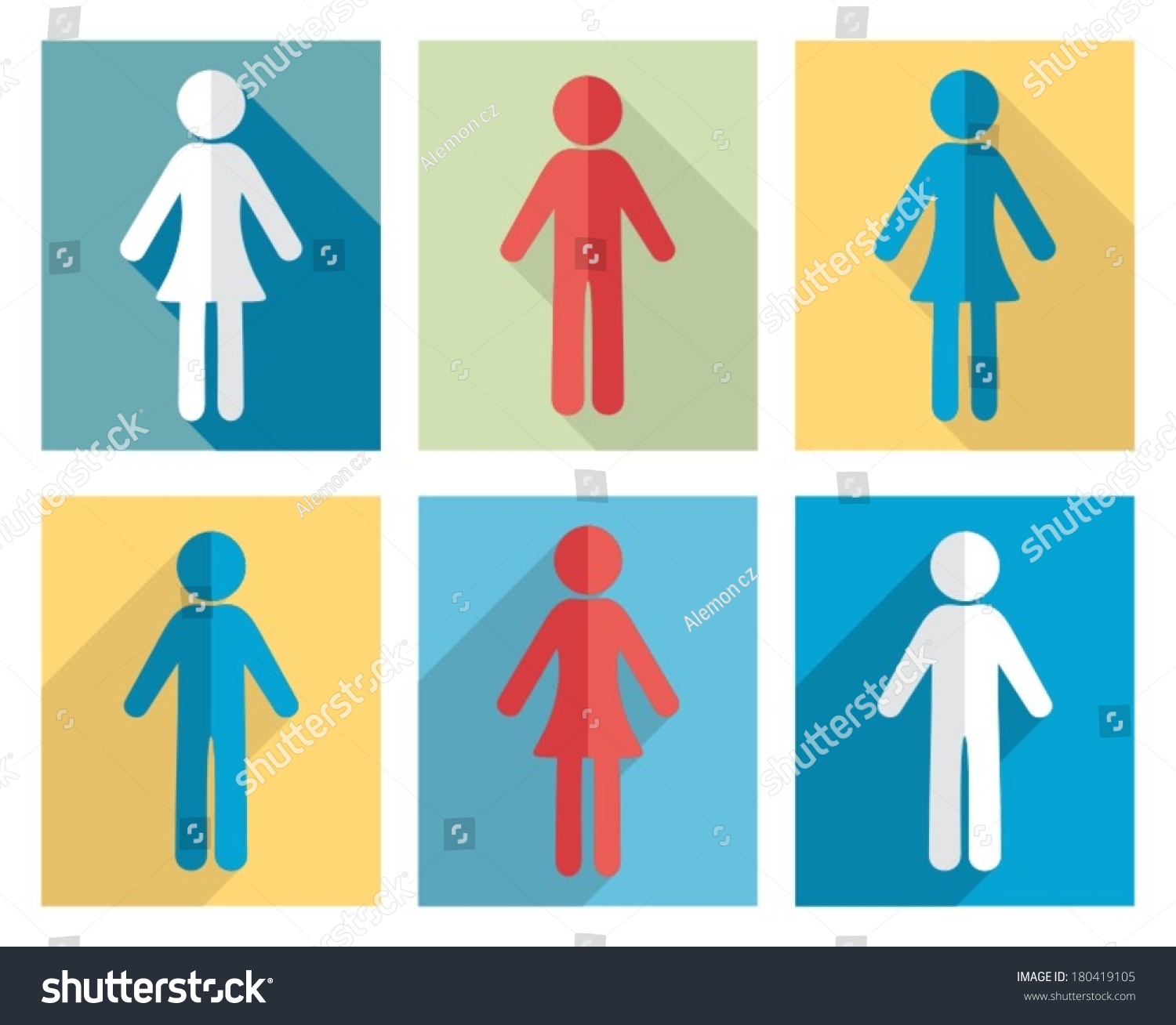 Set Man Woman Flat Design Icons Stock Vector (Royalty Free) 180419105