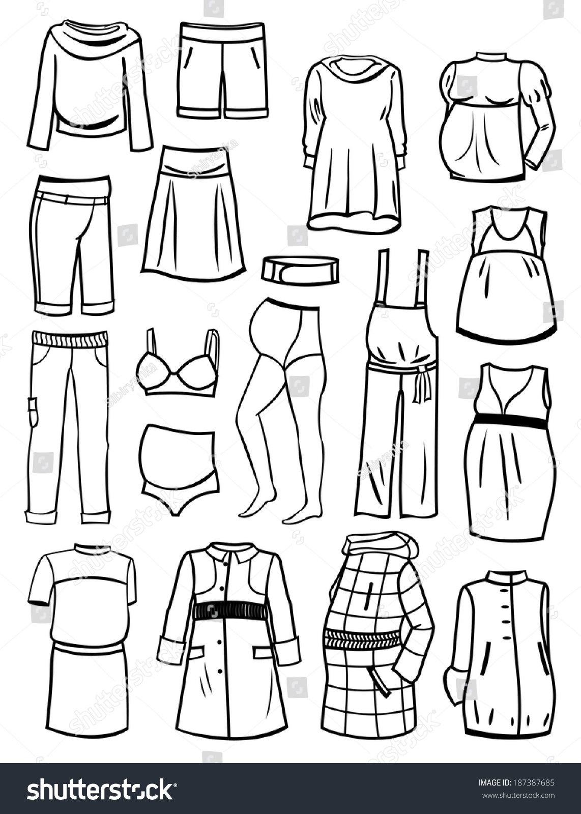 Set Maternity Clothes Isolated On White Stock Vector (Royalty Free ...