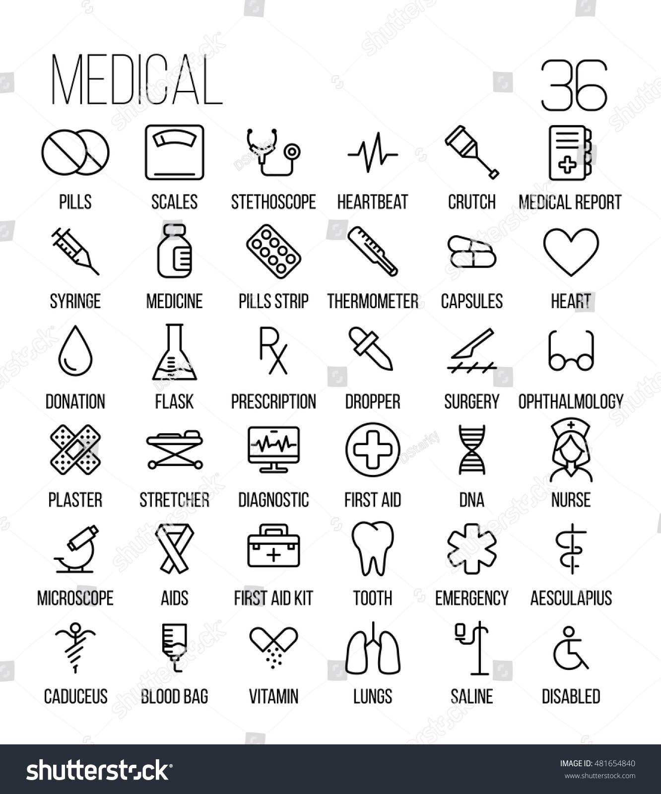 Set Of Medical Icons In Modern Thin Line Style High Quality Black