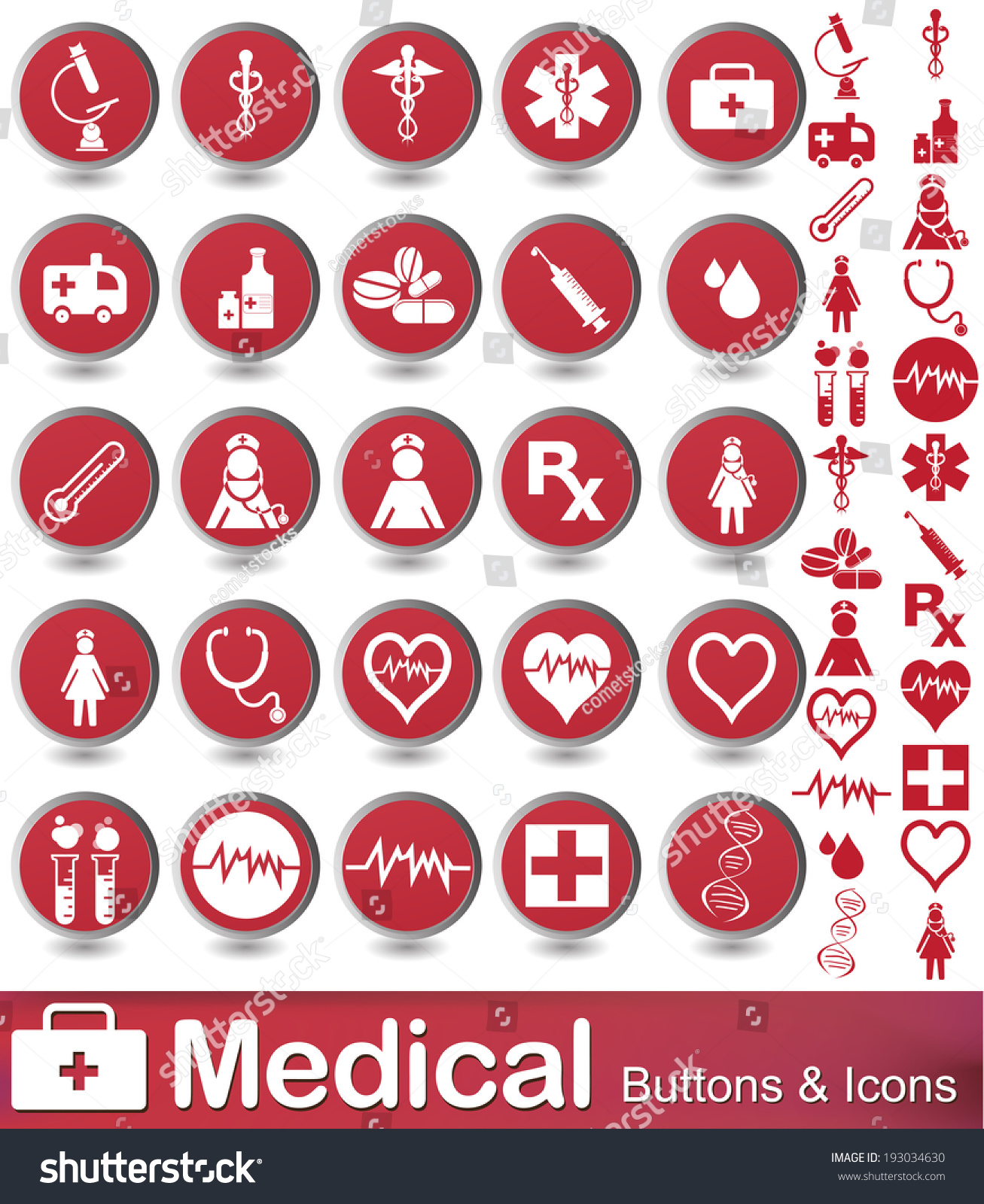 Set Of Medical Icons With Red Background Stock Vector Illustration ...