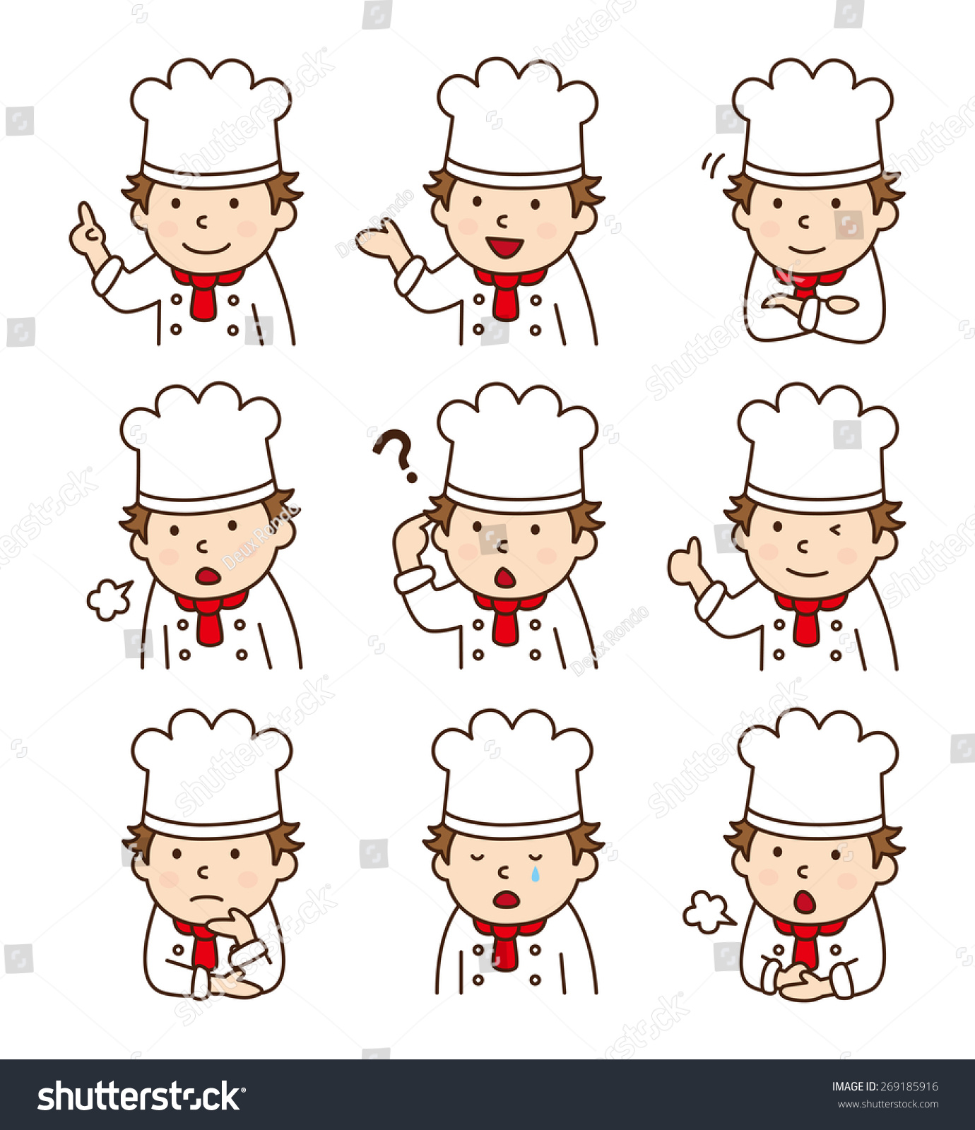 Set Men Various Poses Cook Stock Vector 269185916 - Shutterstock