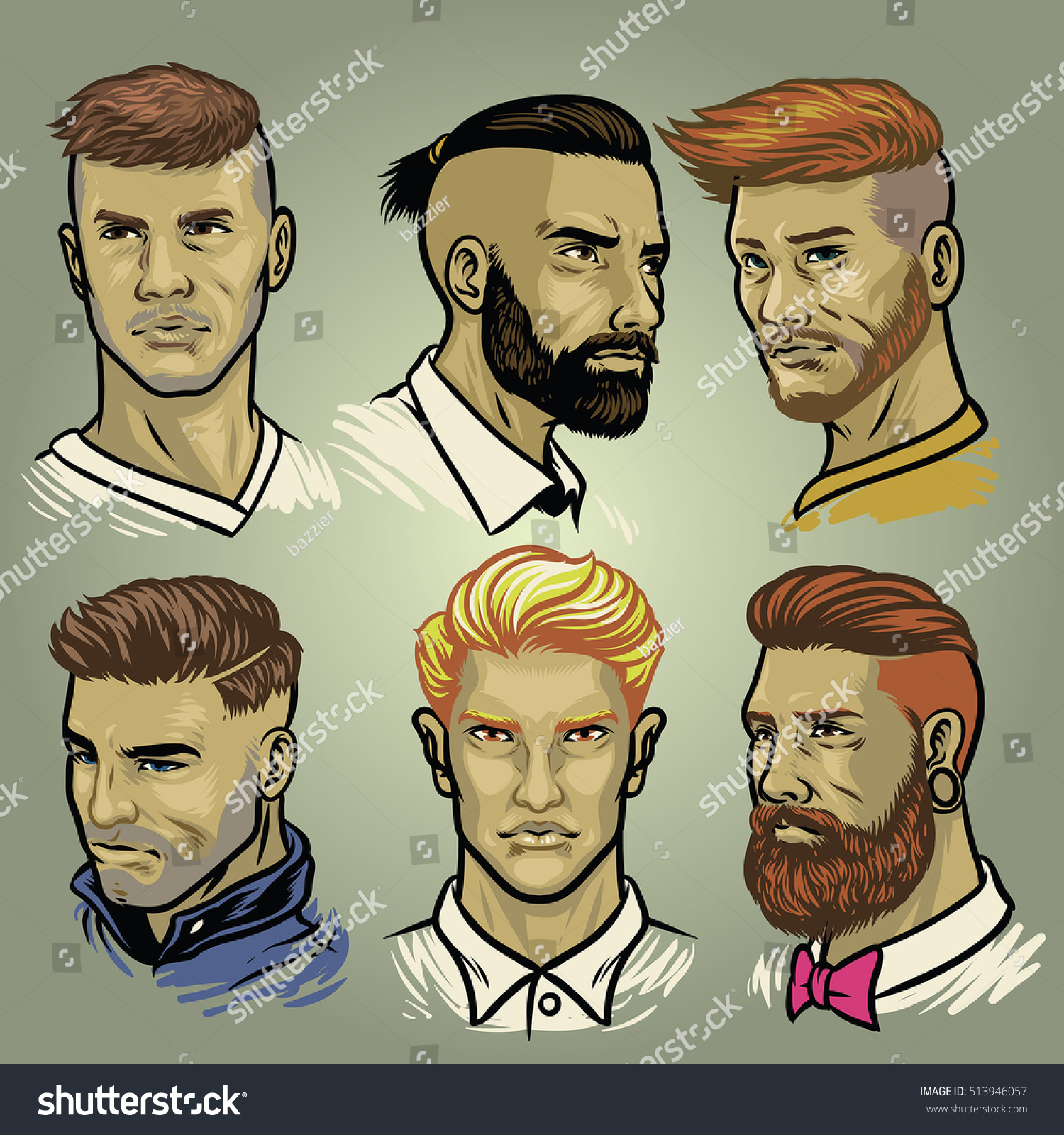 Set Mens Hair Styles Collection Stock Vector Royalty Free 513946057