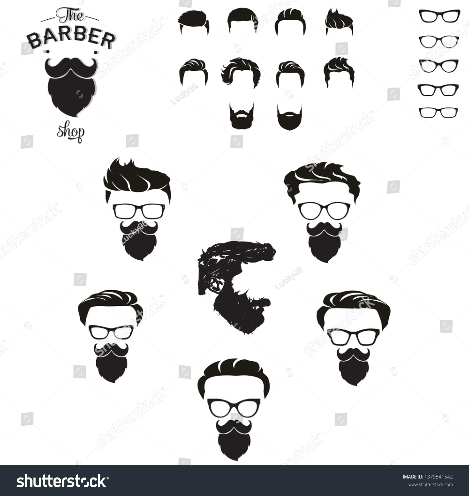 Set Mens Hairstyles Mustaches Beards Handdrawn Stock Vector Royalty Free 1379541542 Shutterstock 6820