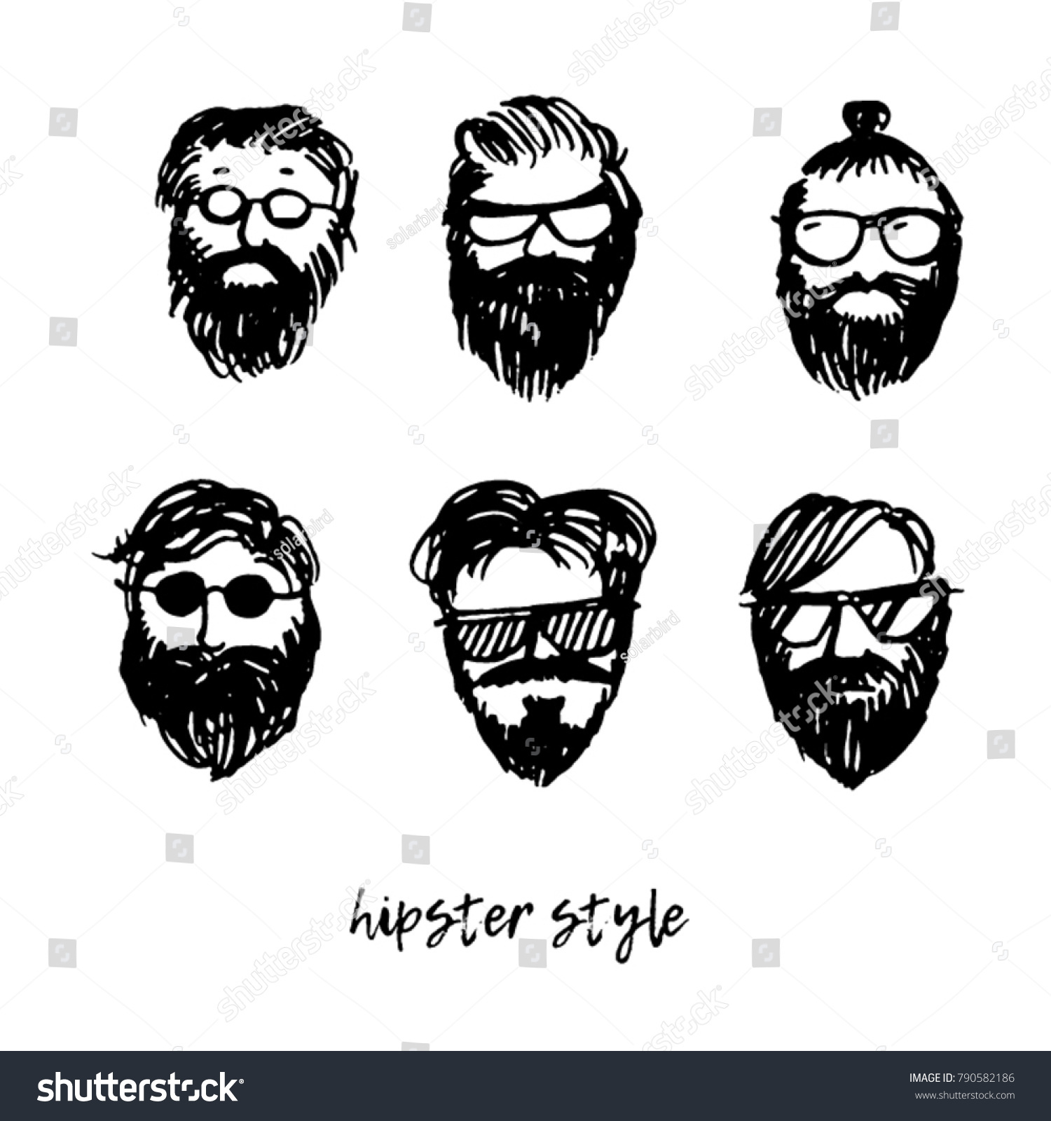 Set Mens Hairstyles Beards Mustaches Gentlmen Stock Vector Royalty