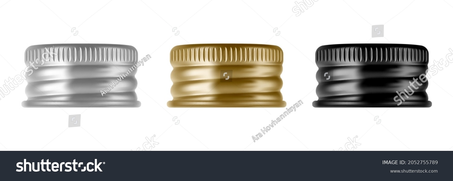 SVG of Set of metal screw cap for glass or plastic bottle. Jar lids. Realistic vector illustration isolated on white background svg