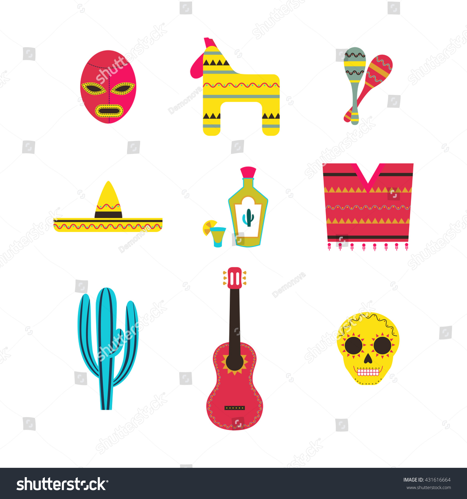 Set Mexico Icons Vector Illustration Stock Vector 431616664 - Shutterstock