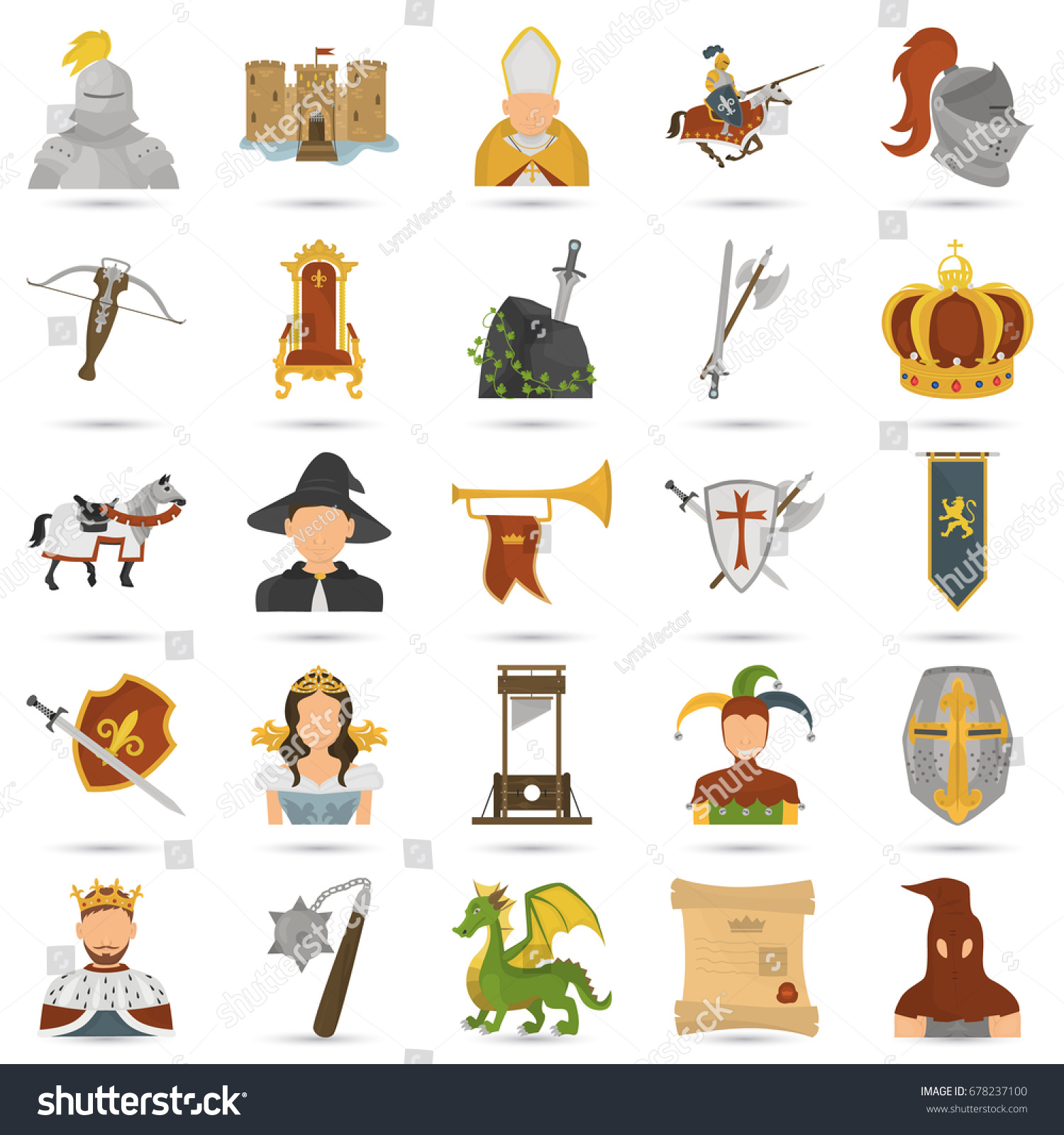 Set Middle Age Color Flat Icons Stock Vector (Royalty Free) 678237100