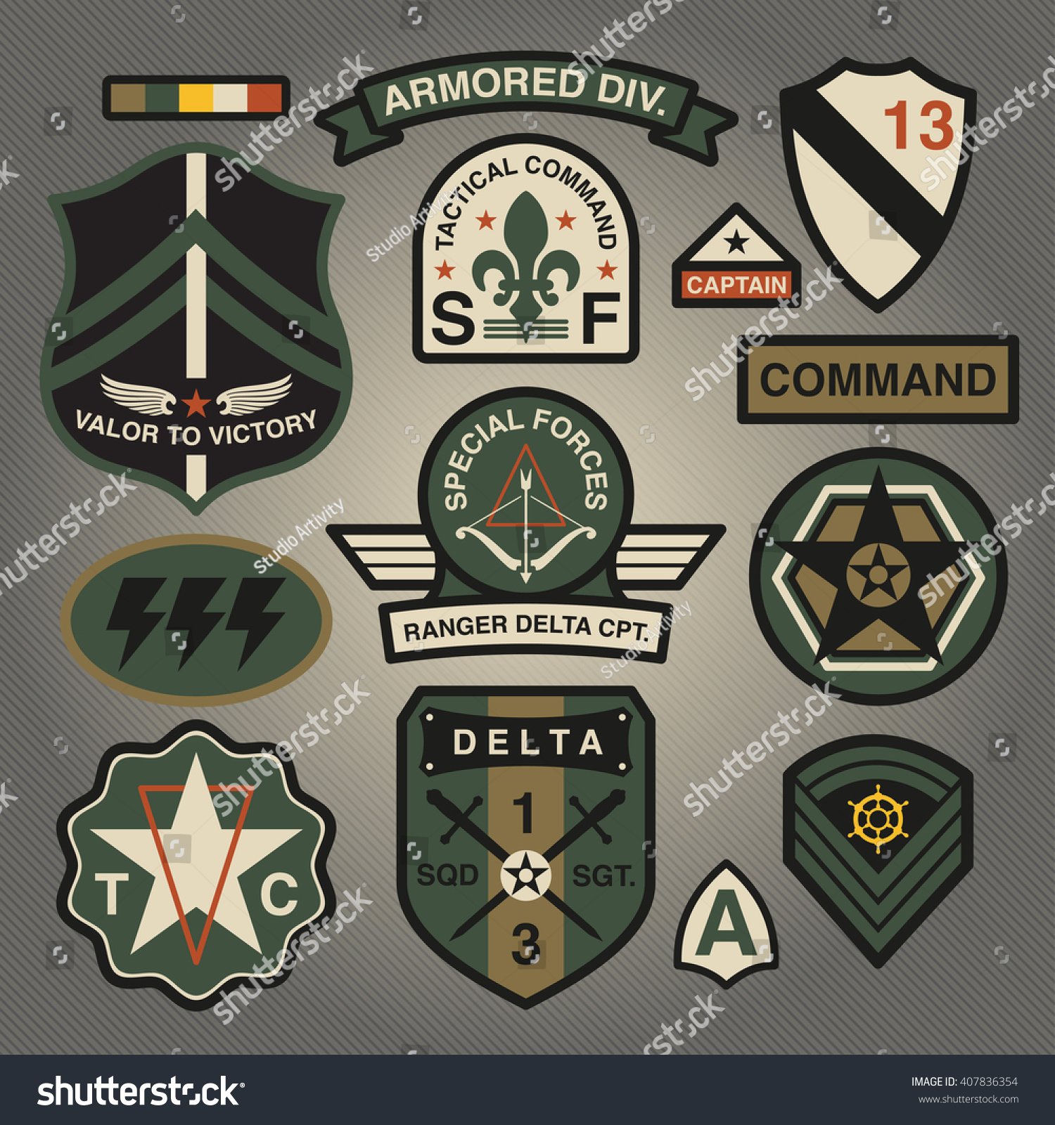 Set Of Military And Army Patches And Badges 3 Stock Vector 407836354 ...